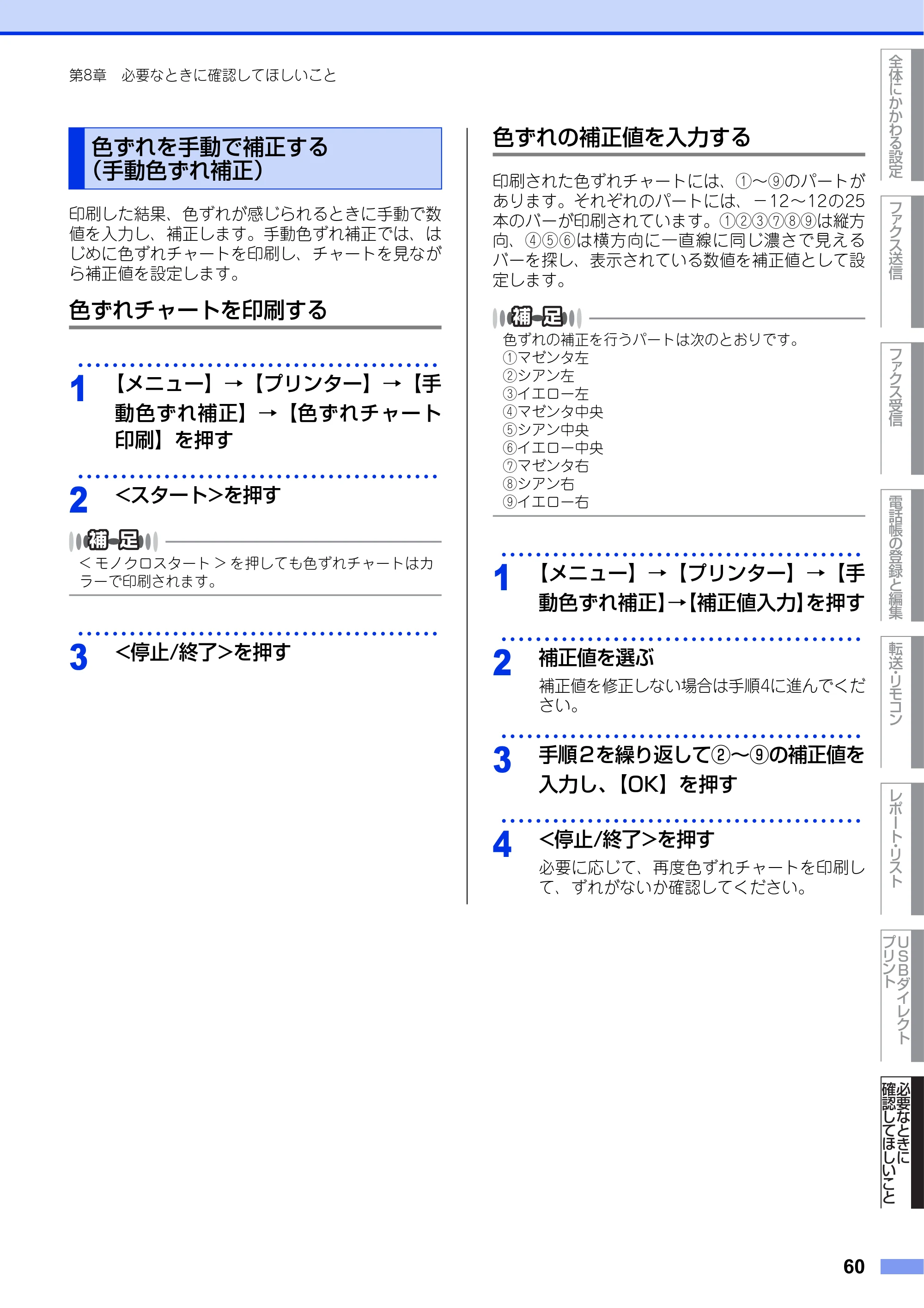 ブラザー MFC-9970CDW ユーザーズガイド ～応用編～ — 色ずれを手動で補正する（手動色ずれ補正） — 原本ページ — 60ページ