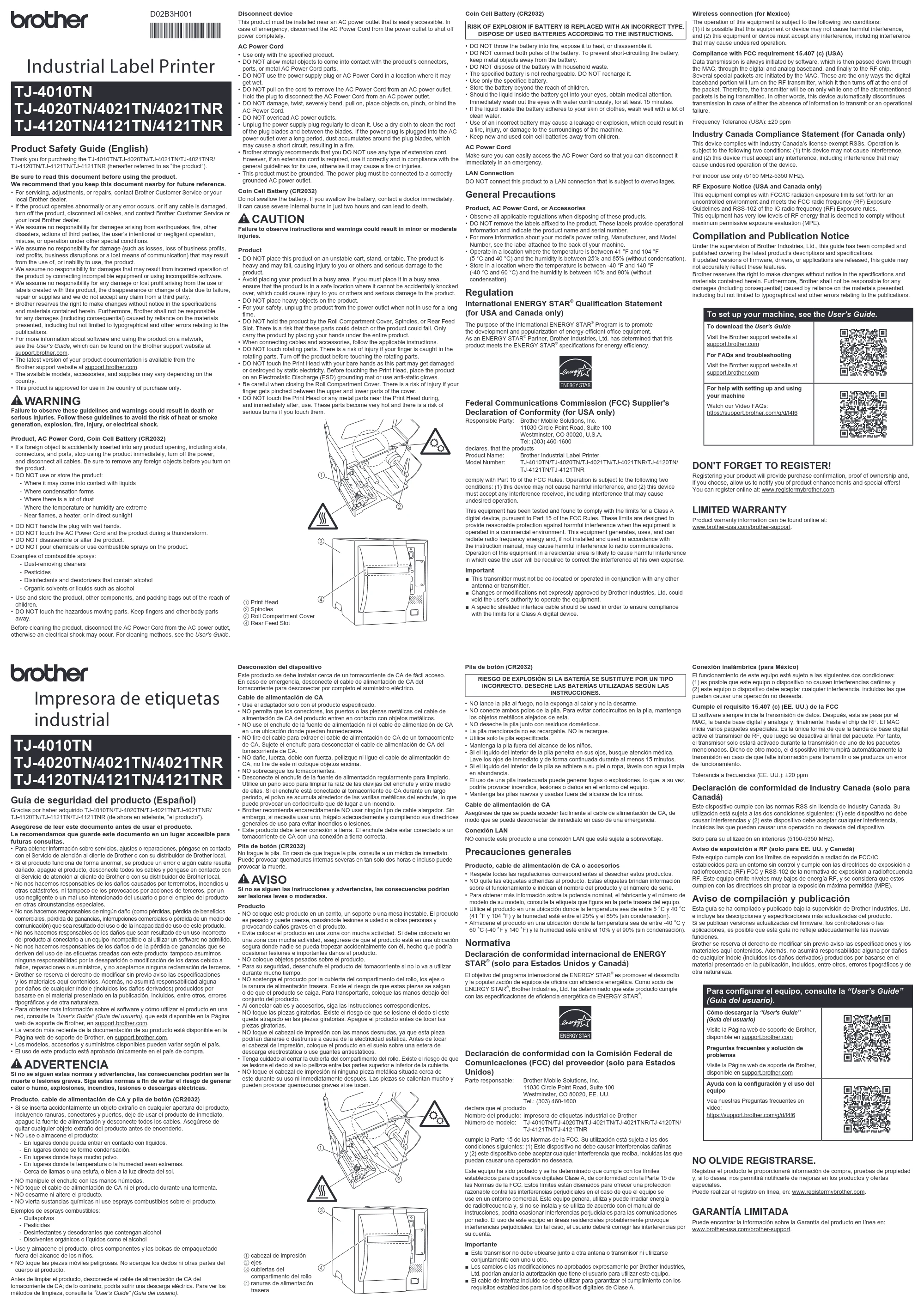 ブラザー TJ-4021TN / TJ-4121TN / TJ-4121TNR 安全にお使いいただくために — 原本ページ — 1ページ