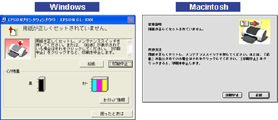 エプソン CL-760 プリンタ操作ガイド(Windows版) — コンピュータの画面にエラーメッセージが表示される — 図版 66-1 — 66ページ