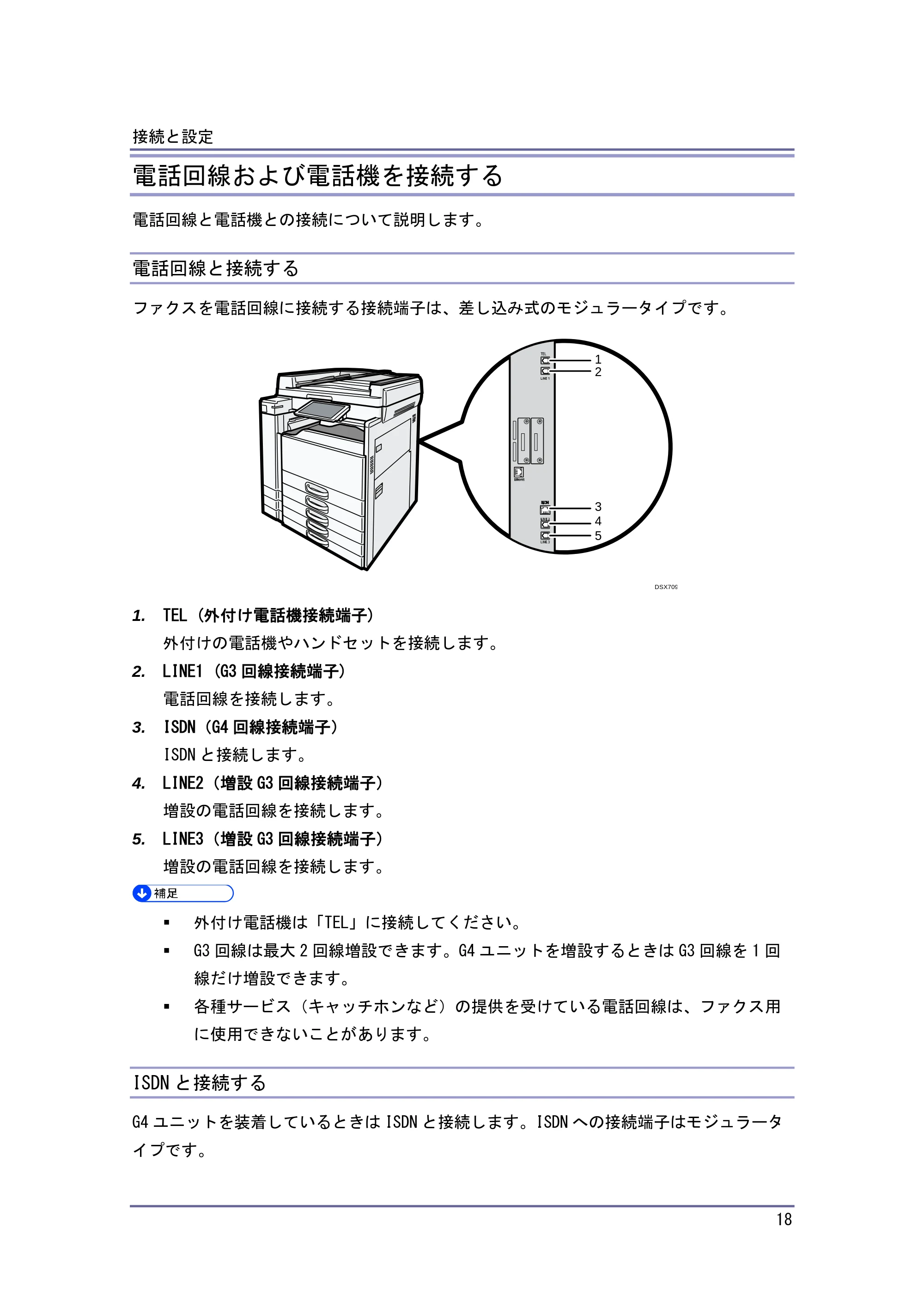キヤノン iR W1040/W1040N ネットワークの接続＆システム初期設定 （PDF形式／4.97Mバイト） — 電話機を接続する — 原本ページ — 19ページ