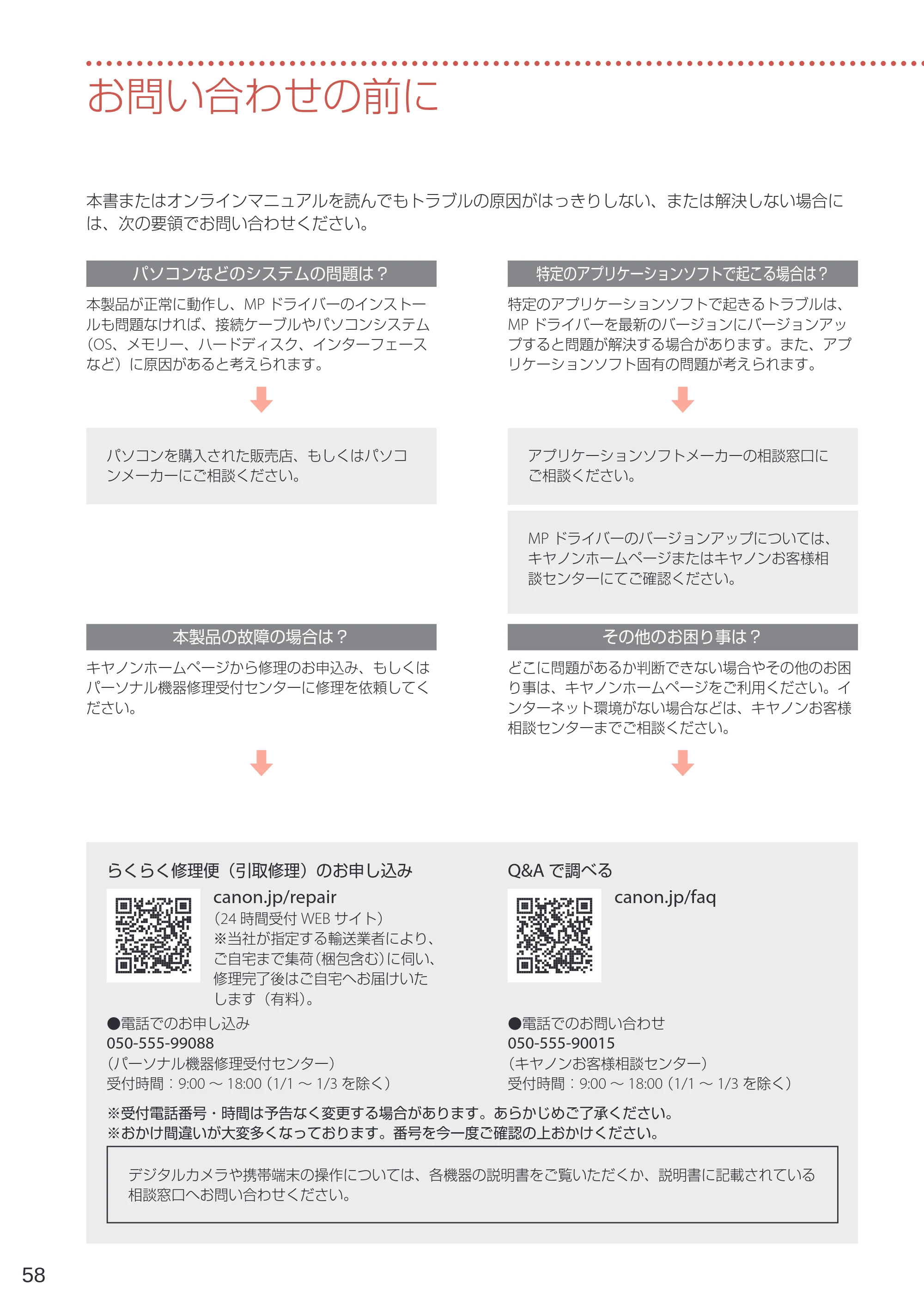キヤノン TR4530 設置・基本操作マニュアル（PDF：8.66MB） — お問い合わせの前に — 原本ページ — 60ページ