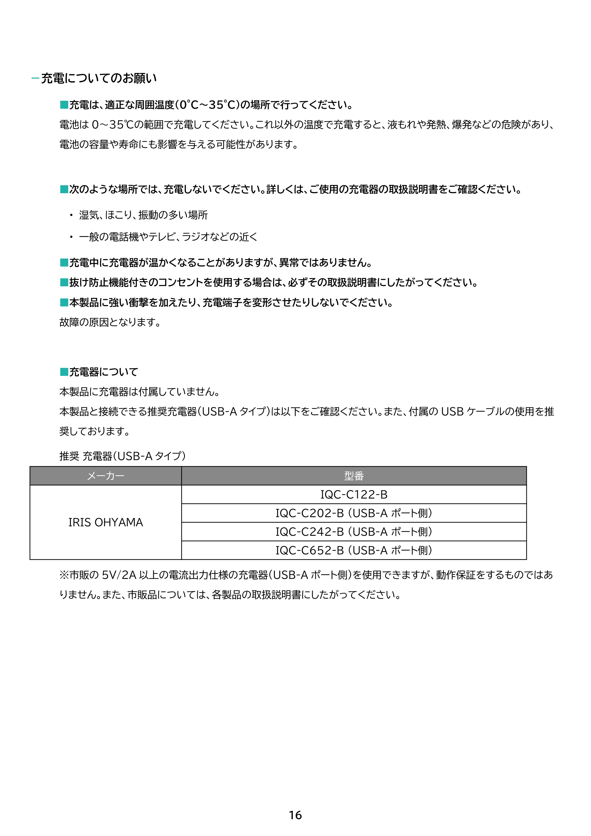 アイリスオーヤマ TA08E1W63-V1H 取扱説明書 — 原本ページ — 16ページ