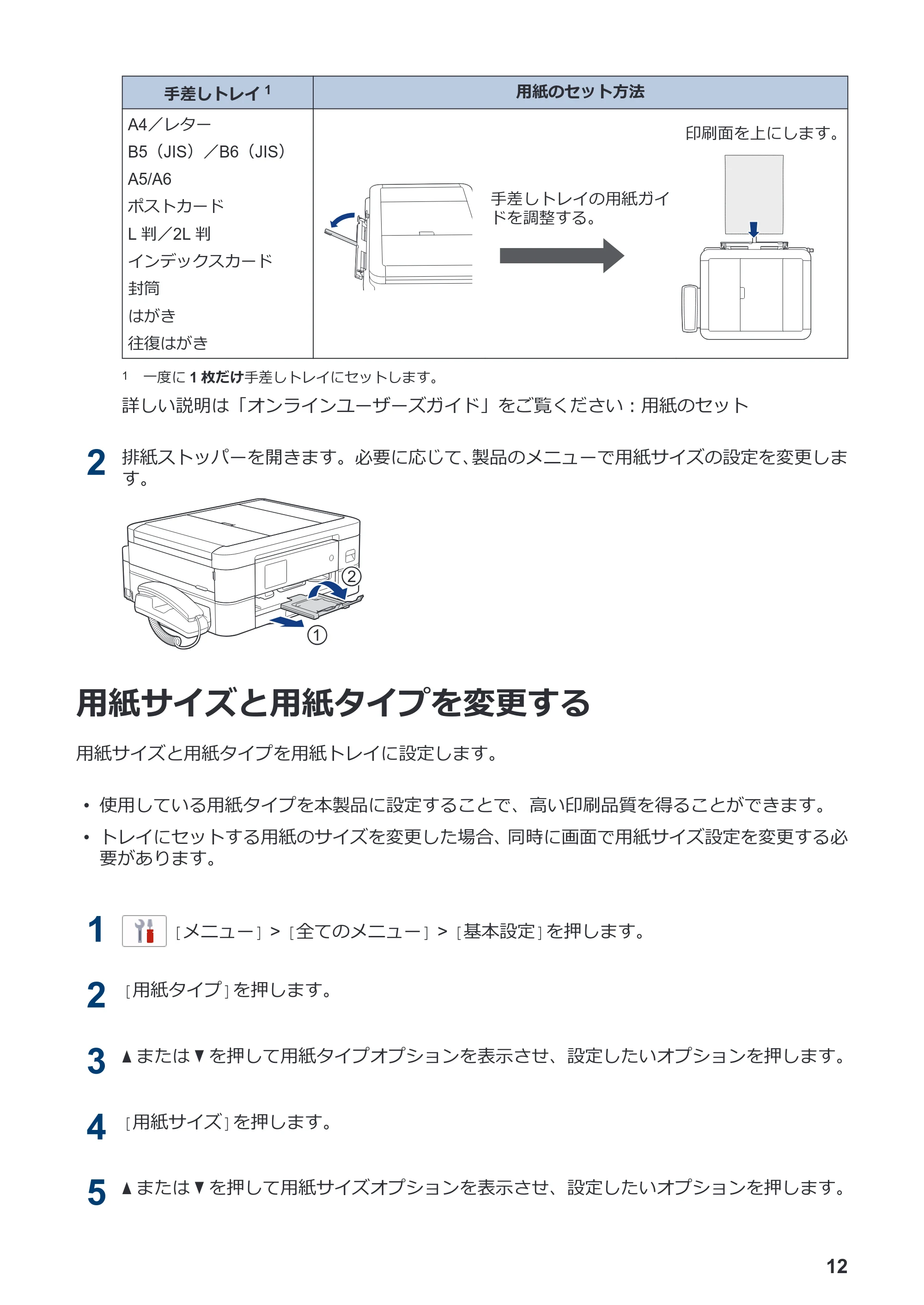 ブラザー MFC-J939DN / MFC-J939DWN / MFC-J739DN / MFC-J739DWN かんたん操作ガイド — 用紙サイズと用紙タイプを変更する — 原本ページ — 13ページ