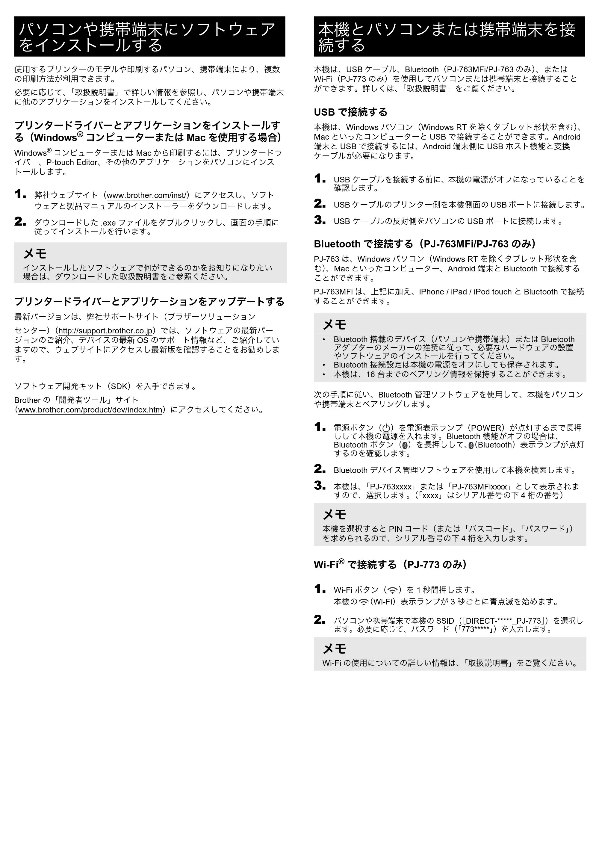 ブラザー PJ-723 / PJ-763 / PJ-763MFi 基本操作説明 — 原本ページ — 4ページ