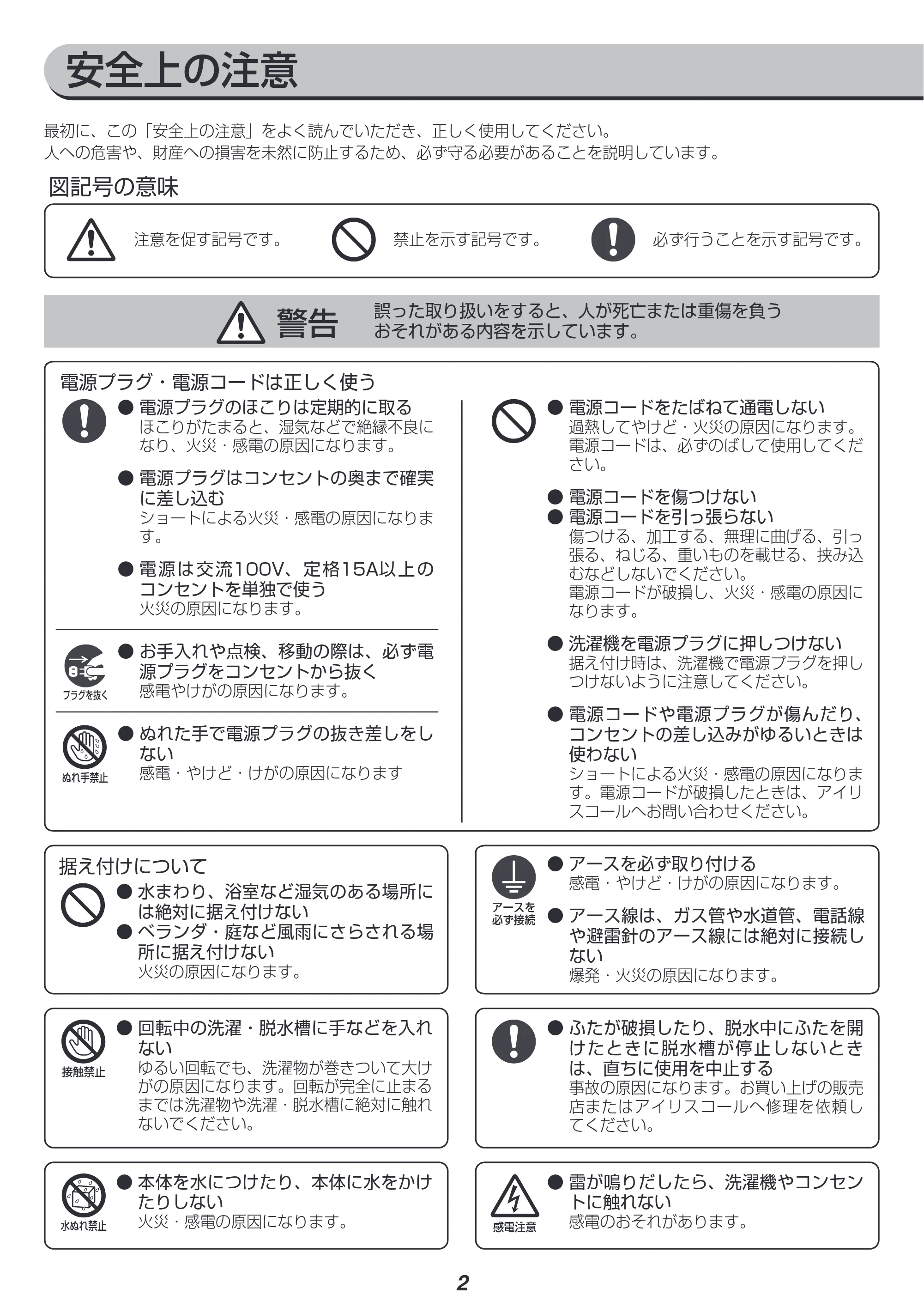 アイリスオーヤマ IAW-T603BL 取扱説明書 — 原本ページ — 2ページ