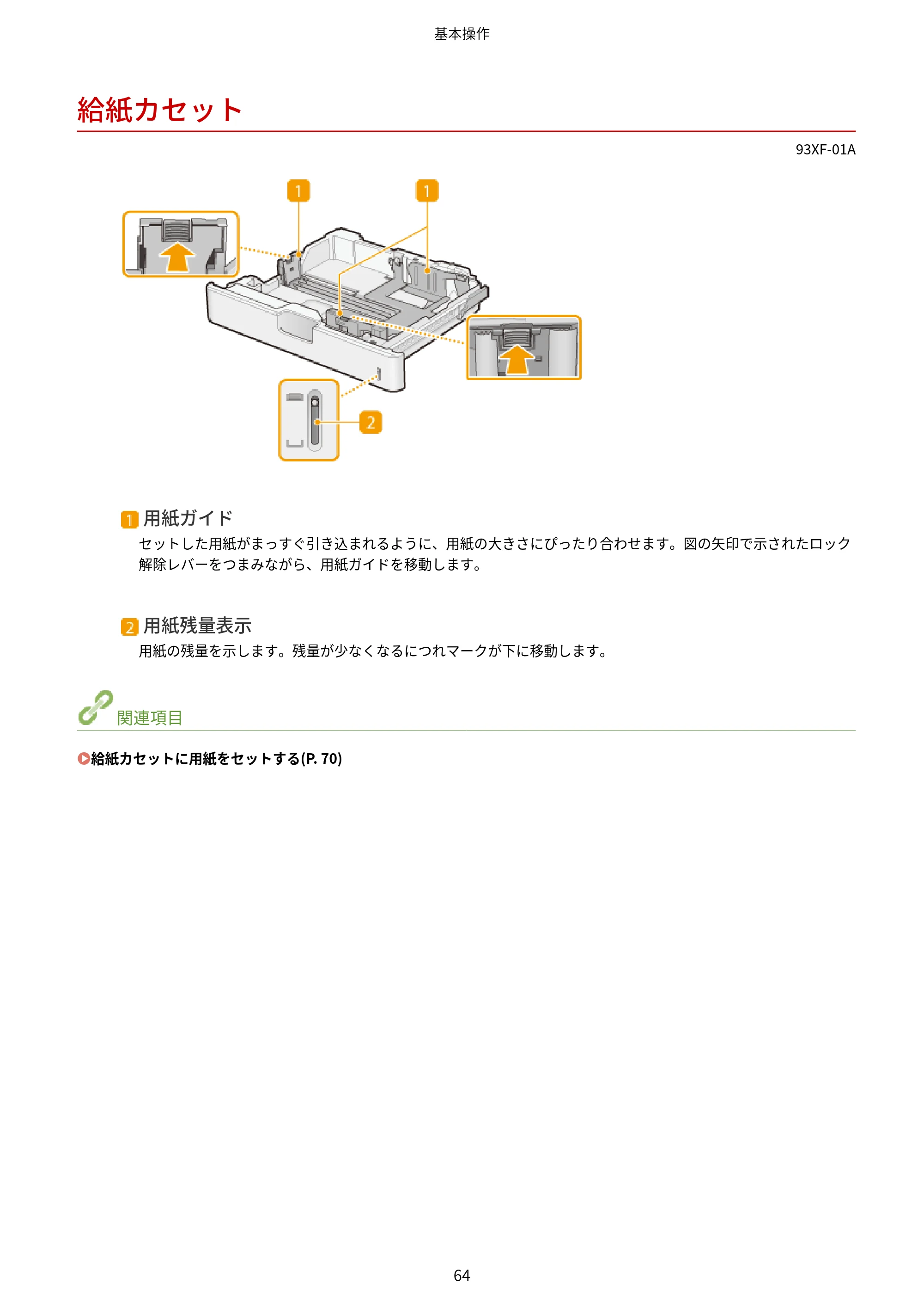 キヤノン LBP863Ci・LBP862Ci・LBP861C ユーザーズガイド 2026年6月25日更新（PDF：7.71MB） — 給紙カセット — 原本ページ — 72ページ