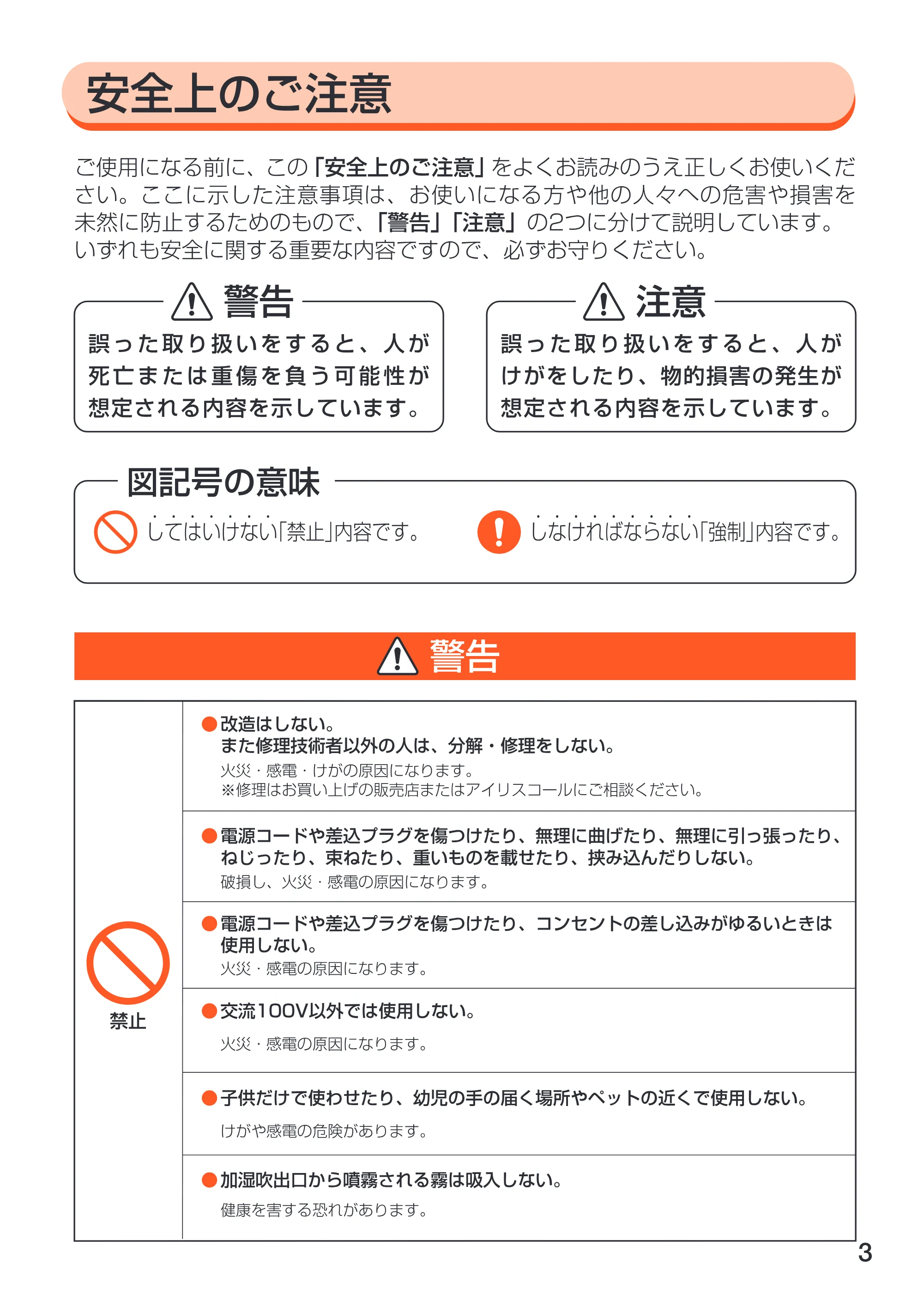 アイリスオーヤマ UHM-400T 取扱説明書 — 原本ページ — 4ページ