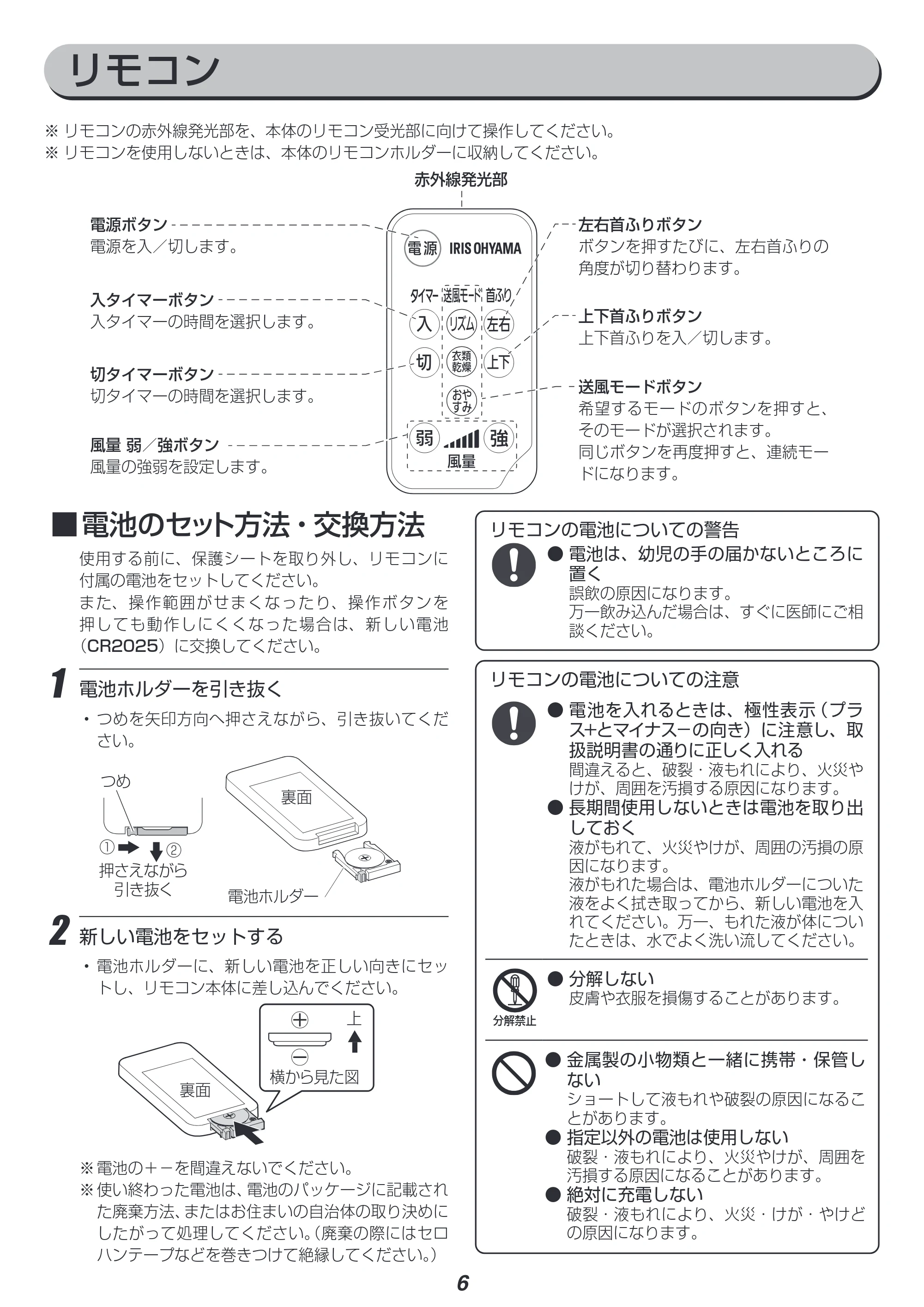 アイリスオーヤマ KSF-DC152T 取扱説明書 — 原本ページ — 6ページ