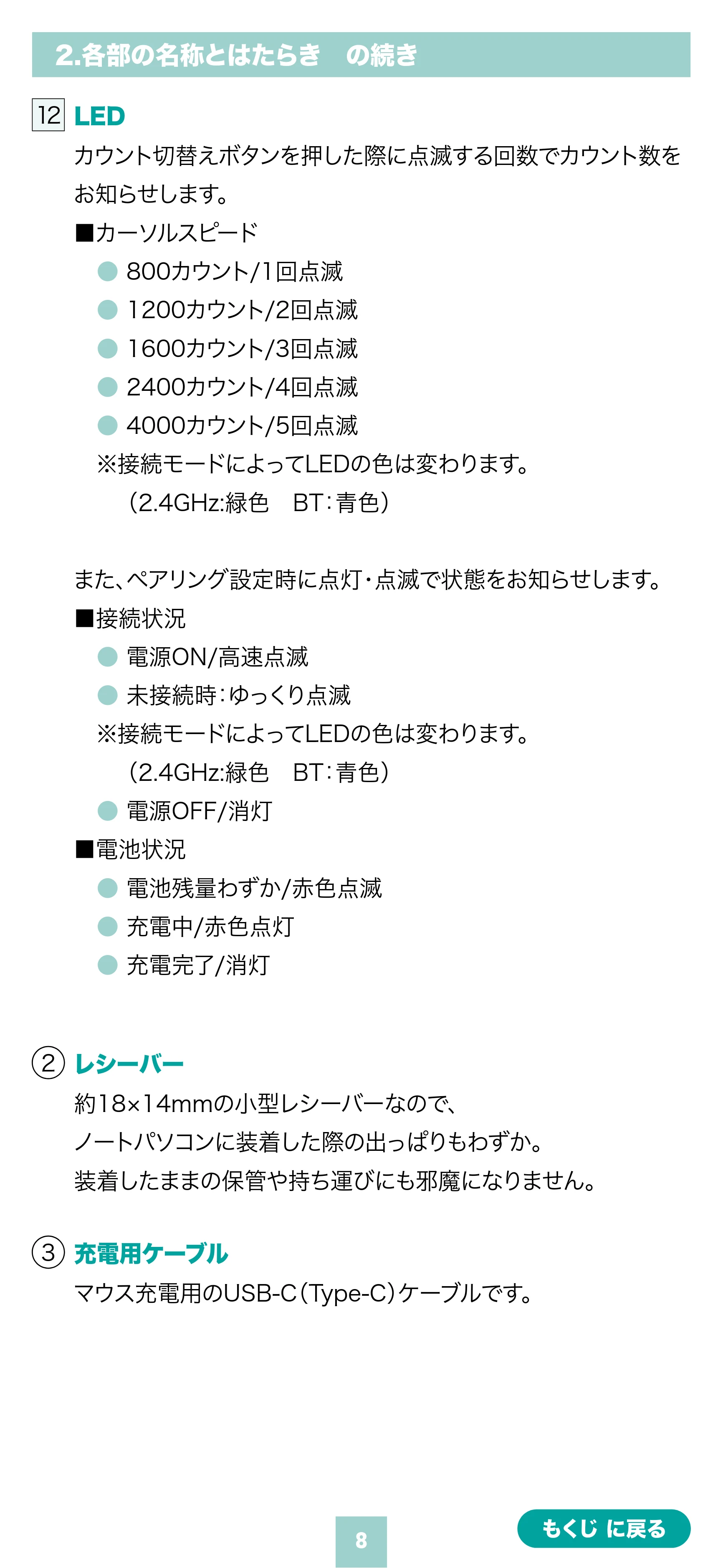 サンワサプライ MA-WBBS526BL / MA-WBBS526GY 取扱説明書 — 原本ページ — 8ページ