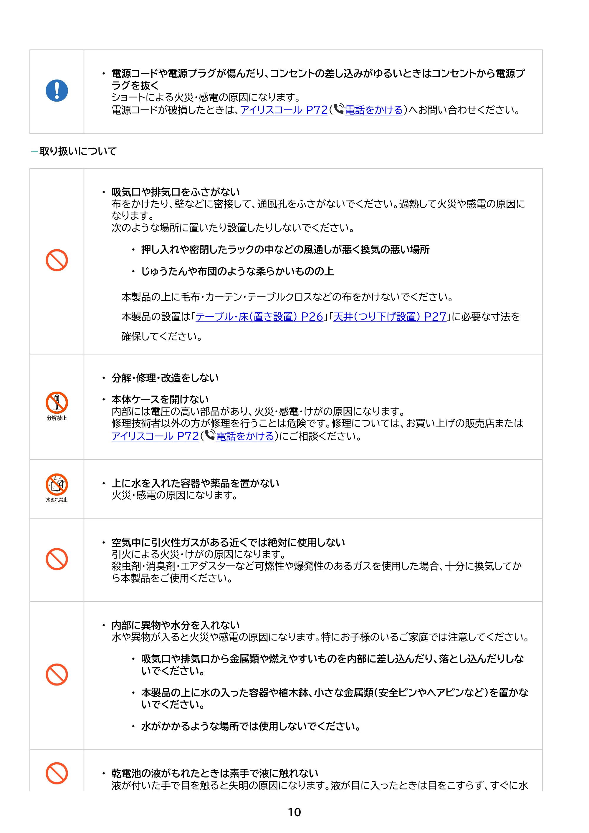 アイリスオーヤマ IP-GU500B 取扱説明書 — 原本ページ — 10ページ