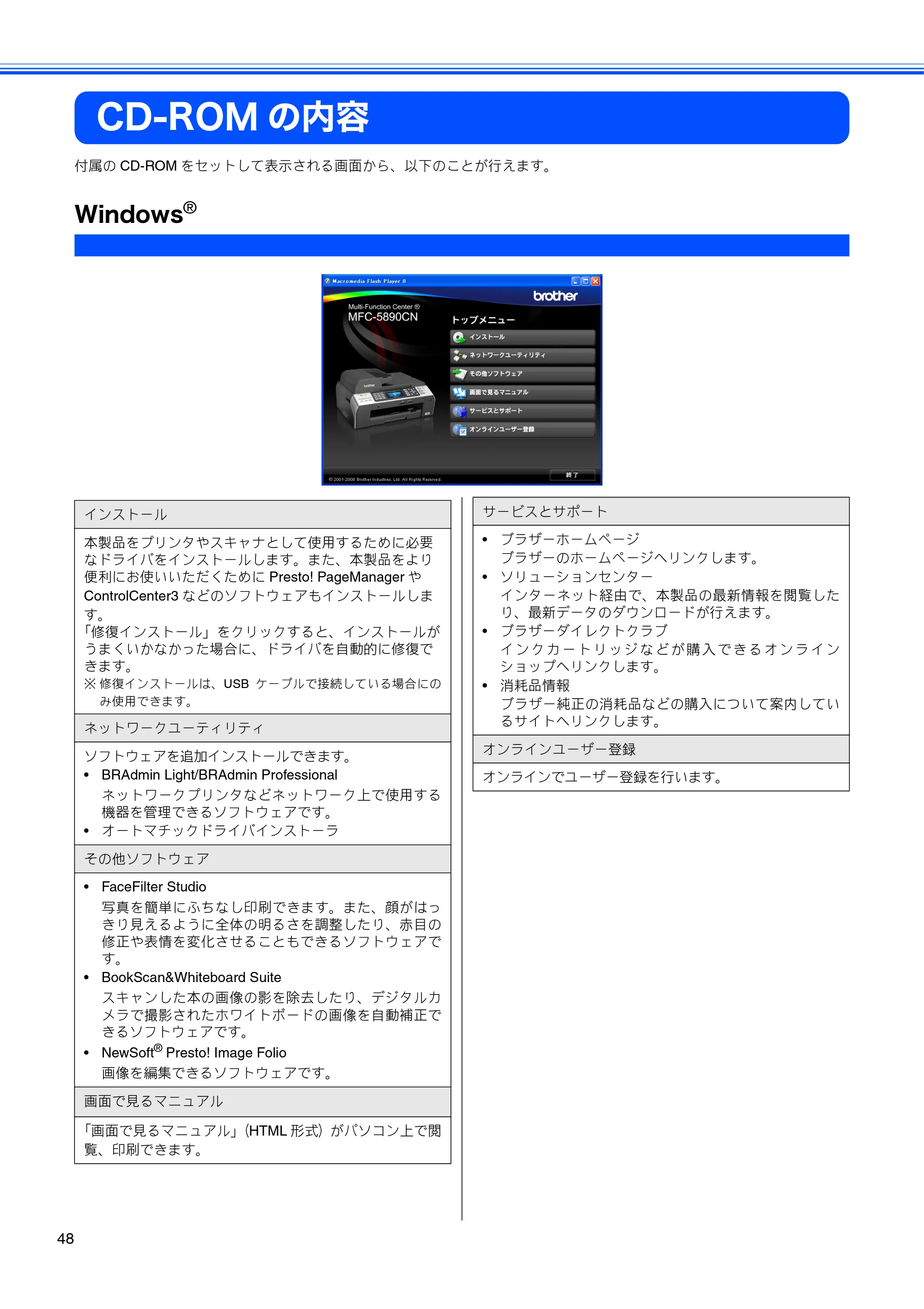 ブラザー MFC-5890CN かんたん設置ガイド — CD-ROMの内容 — 原本ページ — 50ページ