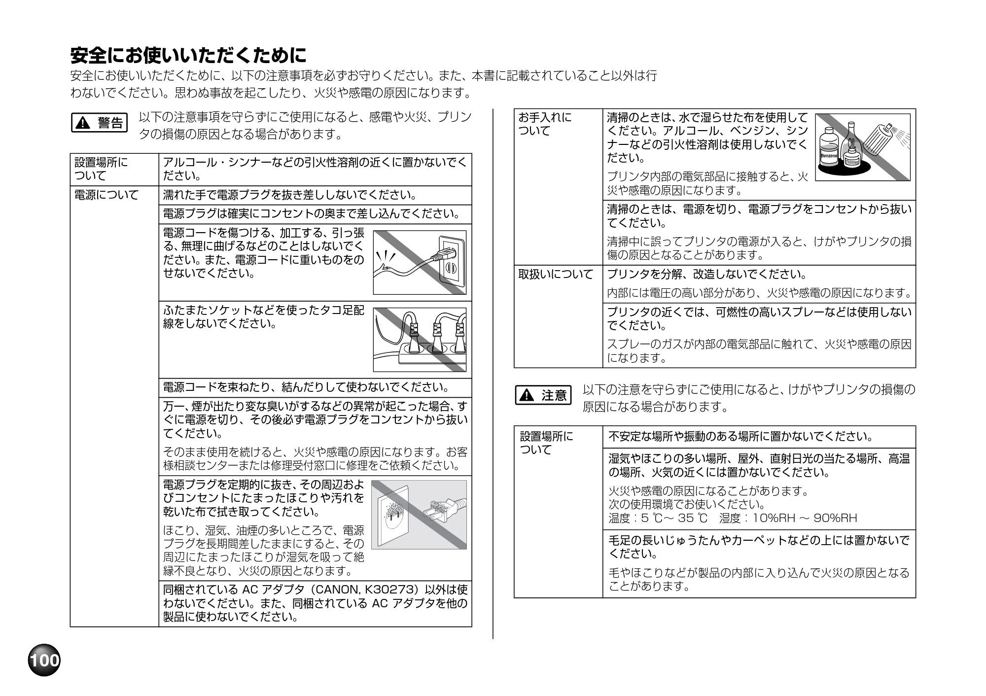 キヤノン PIXUS mini260 基本操作ガイド （PDF形式／12.12Mバイト） — 安全にお使いいただくために — 原本ページ — 102ページ