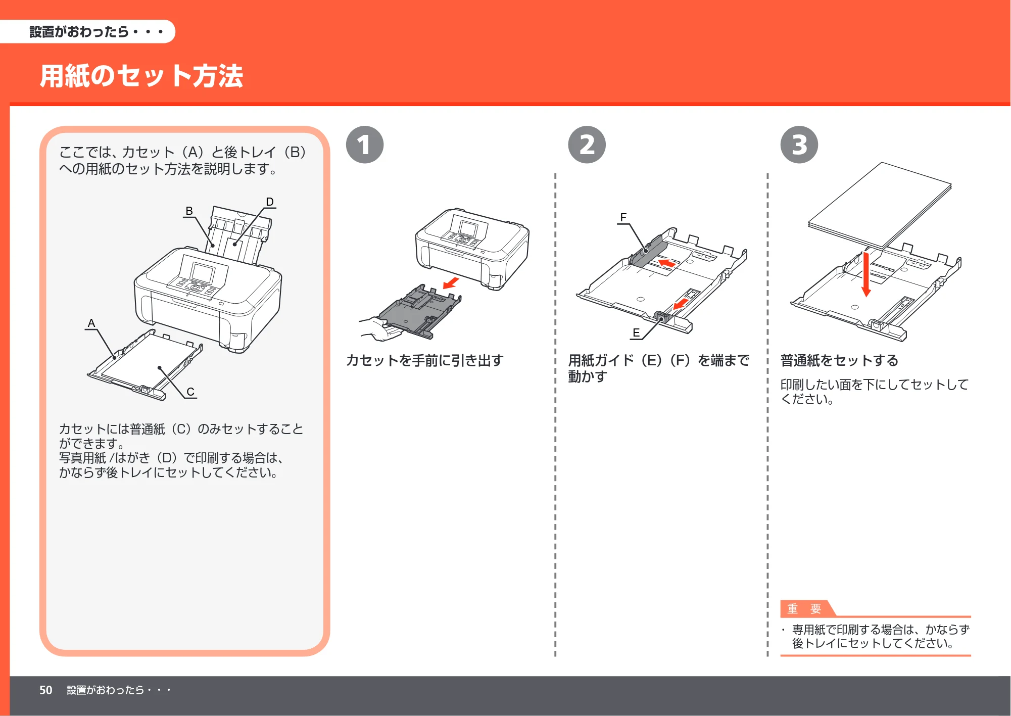 キヤノン PIXUS MP990 かんたんスタートガイド （PDF形式／8.86Mバイト） — 設置がおわったら・・・ — 原本ページ — 52ページ