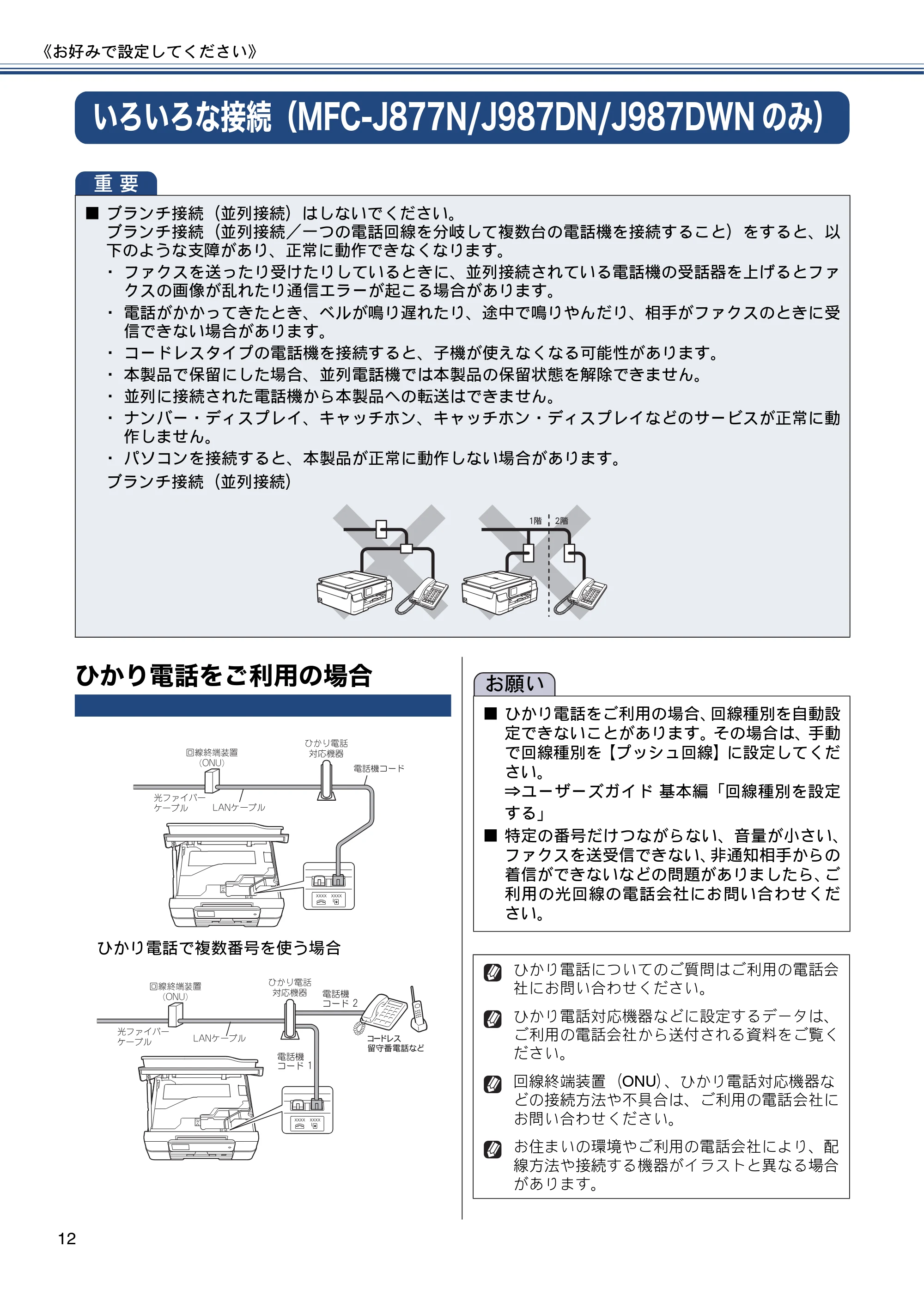ブラザー DCP-J557N / DCP-J757N / DCP-J957N ユーザーズガイド ～応用編～ — いろいろな接続（MFC-J877N/J987DN/J987DWNのみ） — 原本ページ — 12ページ