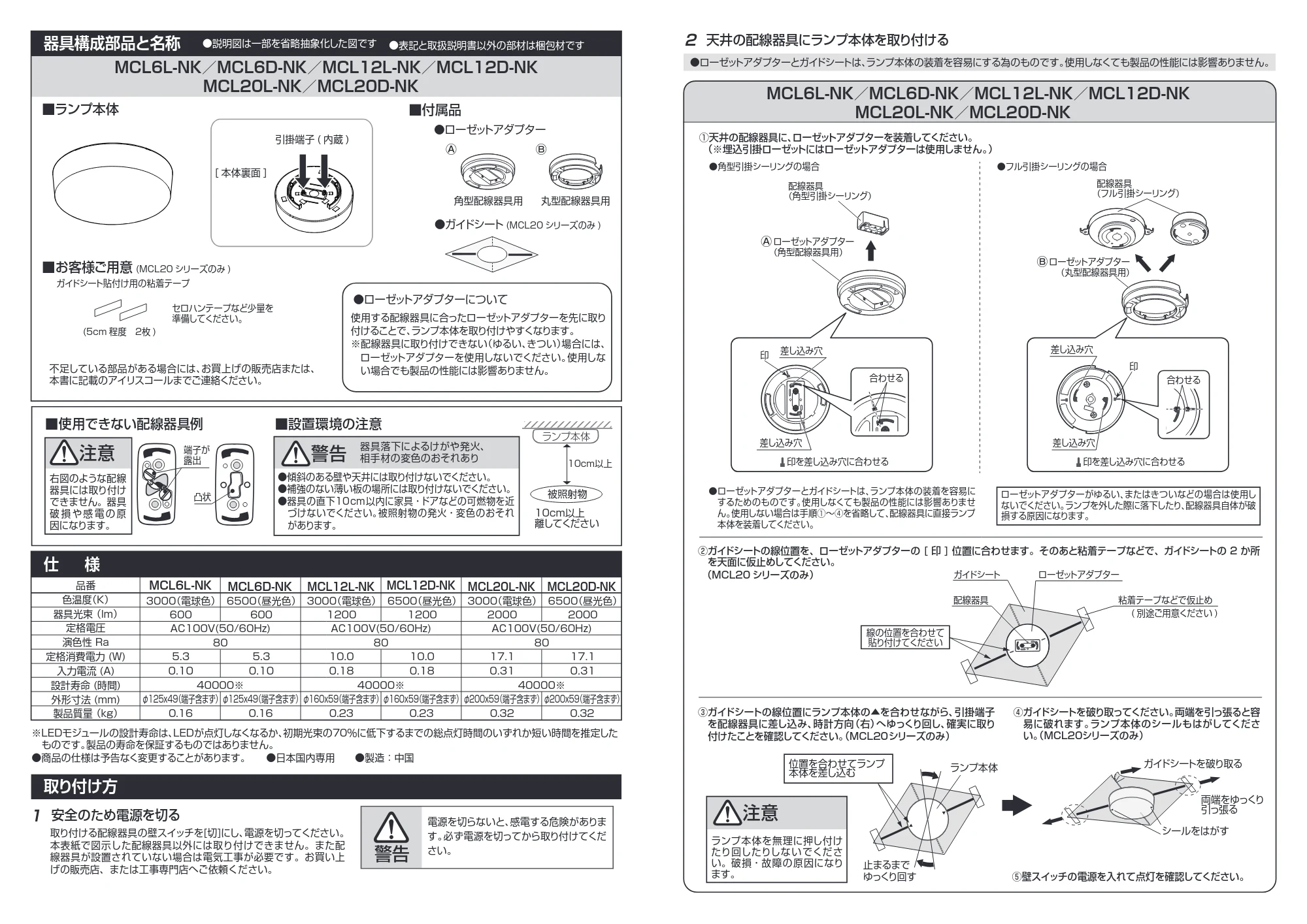 アイリスオーヤマ MCL6D-NK 取扱説明書 — 原本ページ — 2ページ