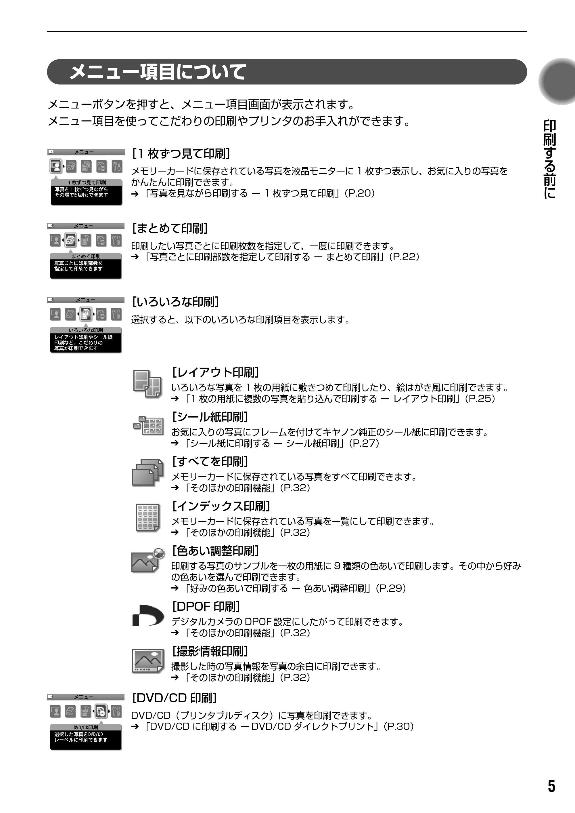 キヤノン PIXUS iP6600D ダイレクトプリントガイド （PDF形式／29.01Mバイト） — 原本ページ — 7ページ