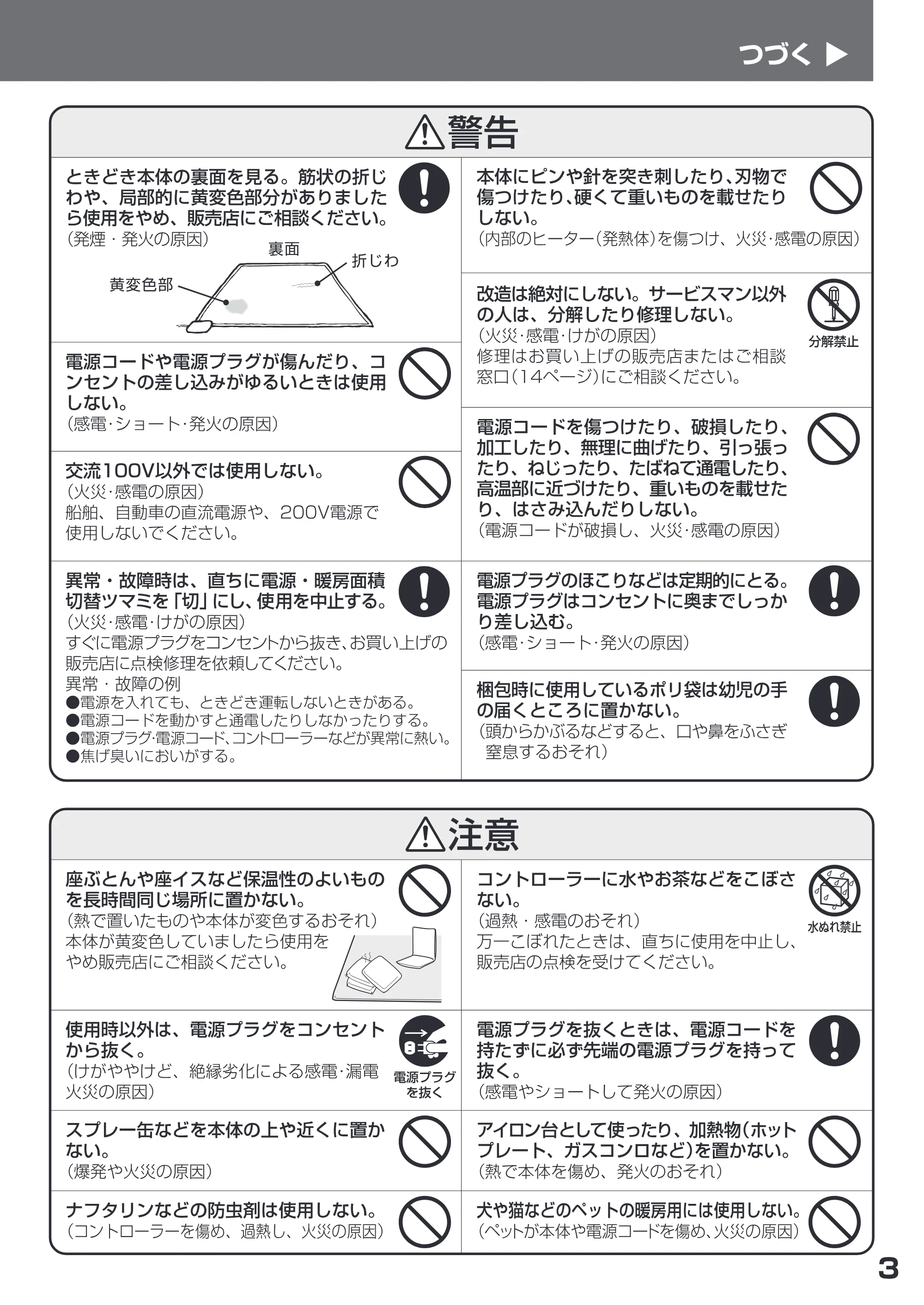 日立 HLU-2008 / HLU-3008 取扱説明書 — つづく> — 原本ページ — 3ページ
