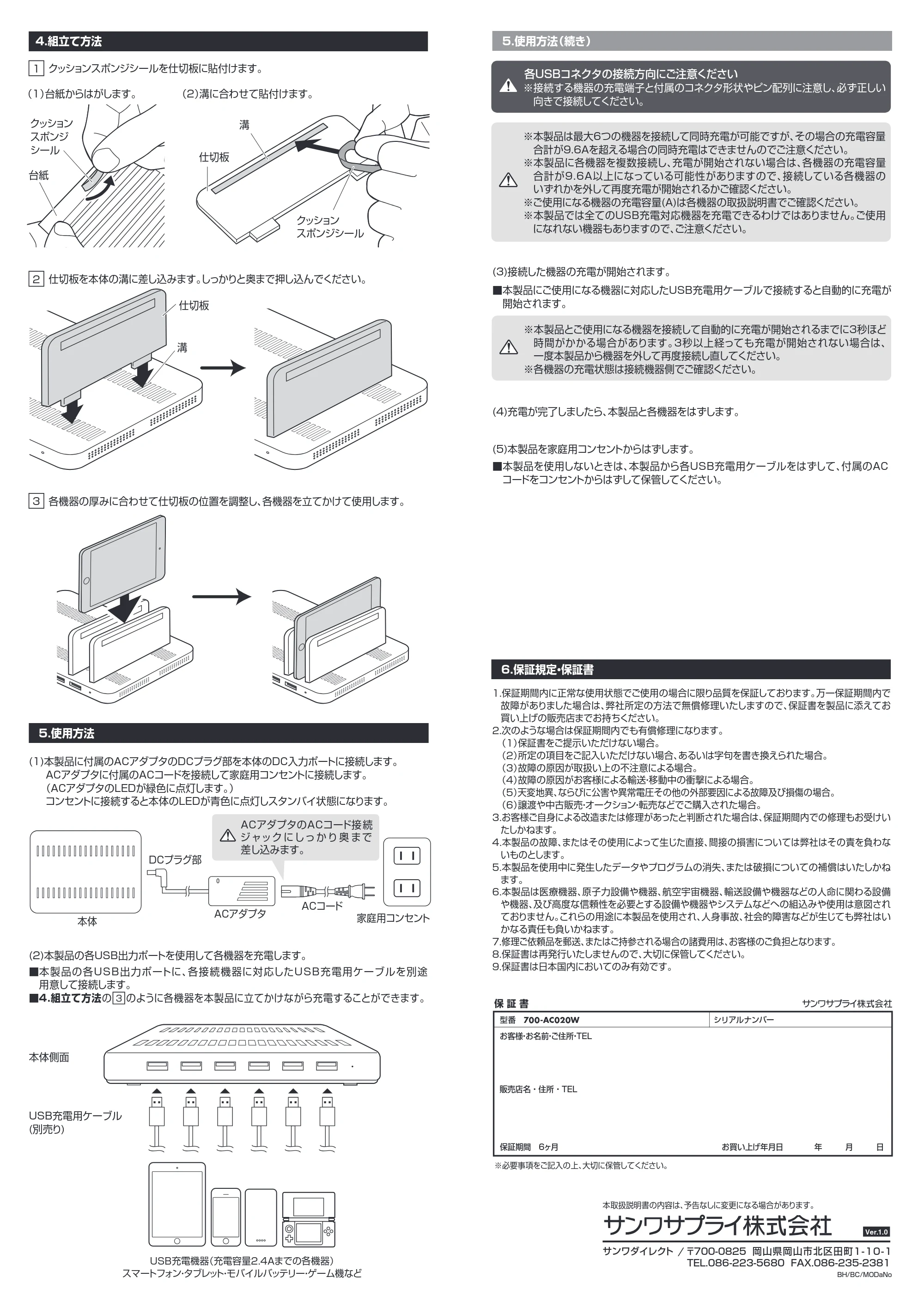 サンワサプライ 700-AC020W-24 / 700-AC020W-2 / 700-AC020W-10 取扱説明書 — 原本ページ — 2ページ