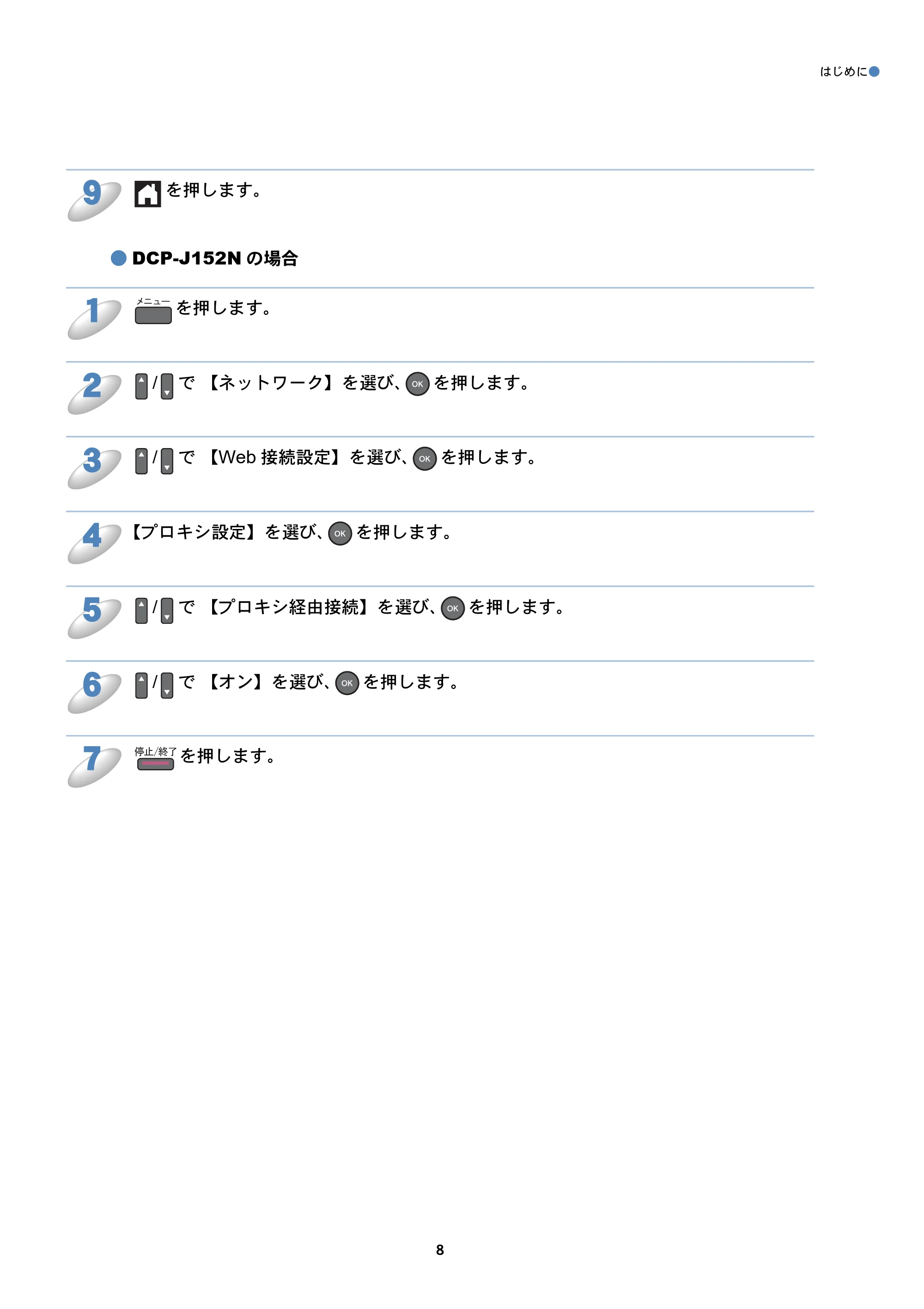 ブラザー DCP-J152N / DCP-J552N / DCP-J552N-ECO / DCP-J752N クラウド接続ガイド — 原本ページ — 8ページ