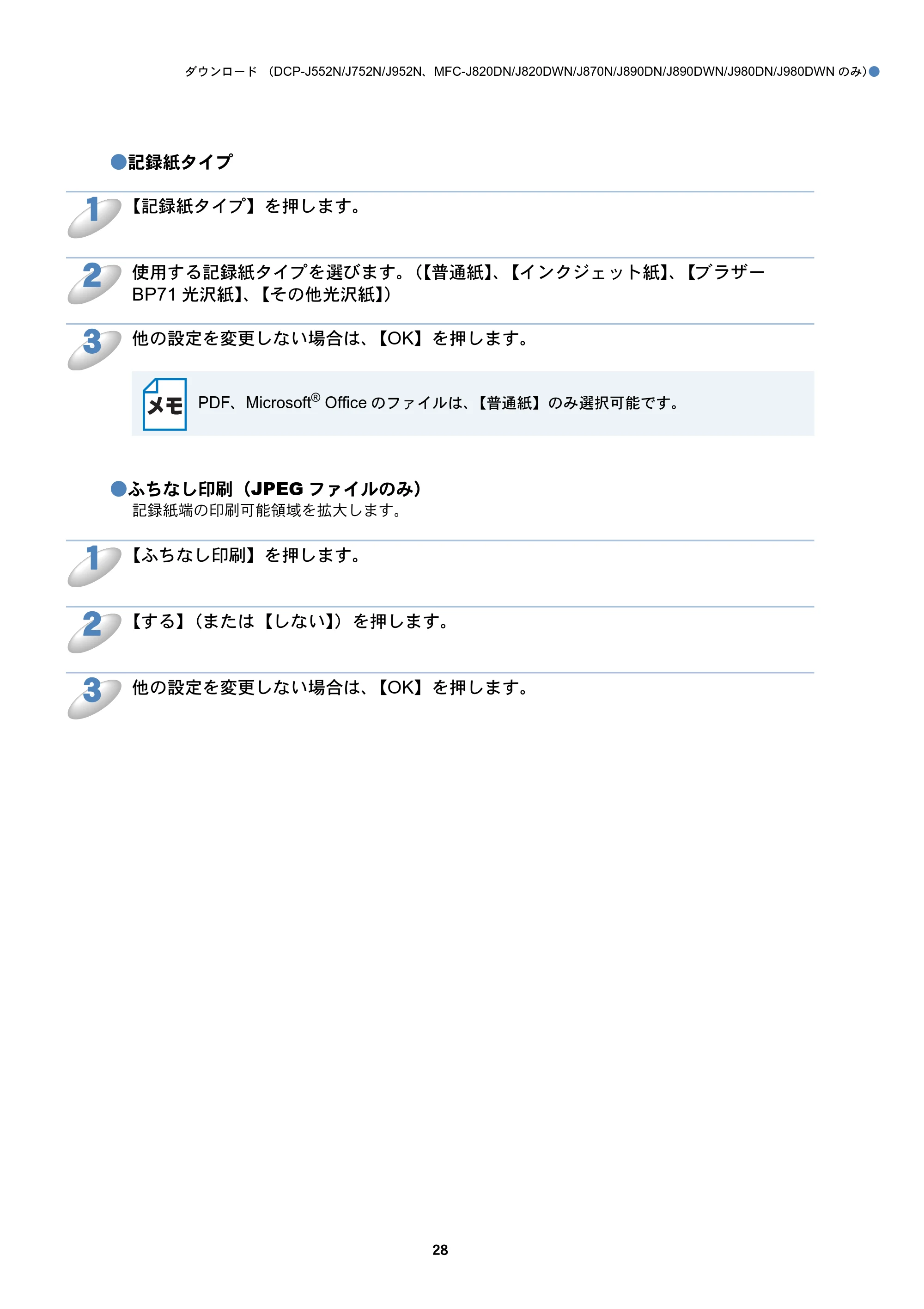 ブラザー DCP-J152N / DCP-J552N / DCP-J552N-ECO / DCP-J752N クラウド接続ガイド — 原本ページ — 28ページ