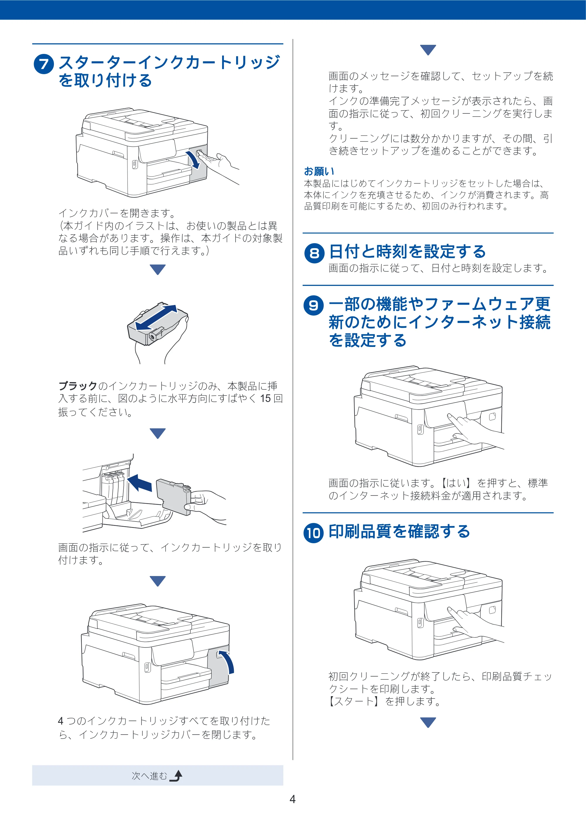 ブラザー MFC-J5010N / MFC-J5115N かんたん設置ガイド — 原本ページ — 4ページ