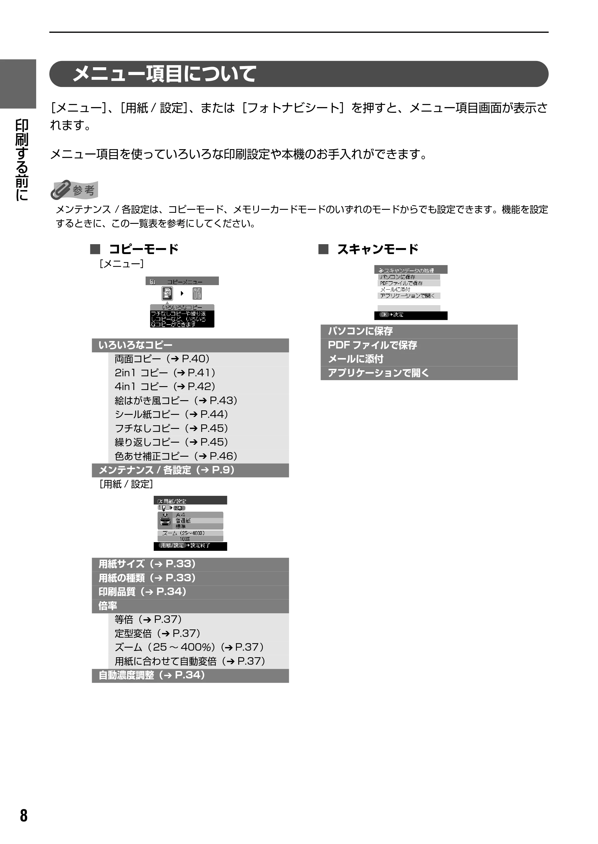 キヤノン PIXUS MP500 操作ガイド（本体操作編） （PDF形式／9.42Mバイト） — 本機の電源を入れる／切る — 原本ページ — 10ページ