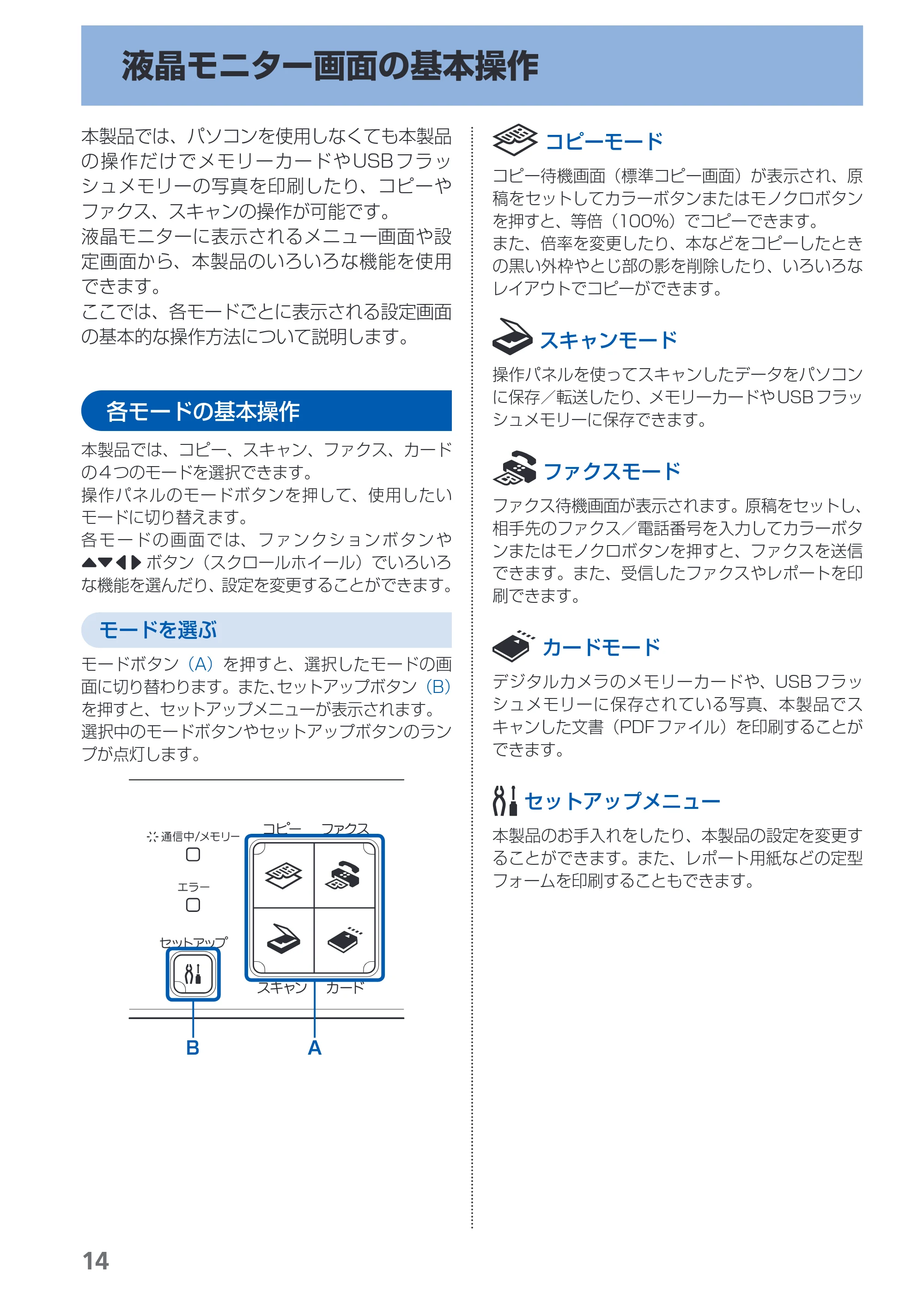 キヤノン PIXUS MX350 らくらく操作ガイド （PDF形式／21.04Mバイト） — 液晶モニター画面の基本操作 — 原本ページ — 16ページ