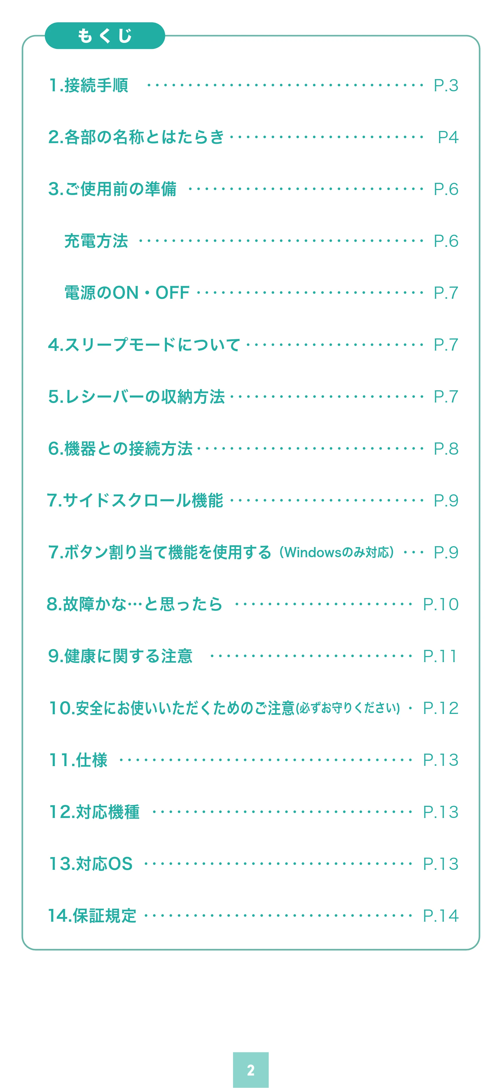 サンワサプライ 400-MAWS223BK / 400-MAWS223BL / 400-MAWS223R 取扱説明書 — 原本ページ — 2ページ