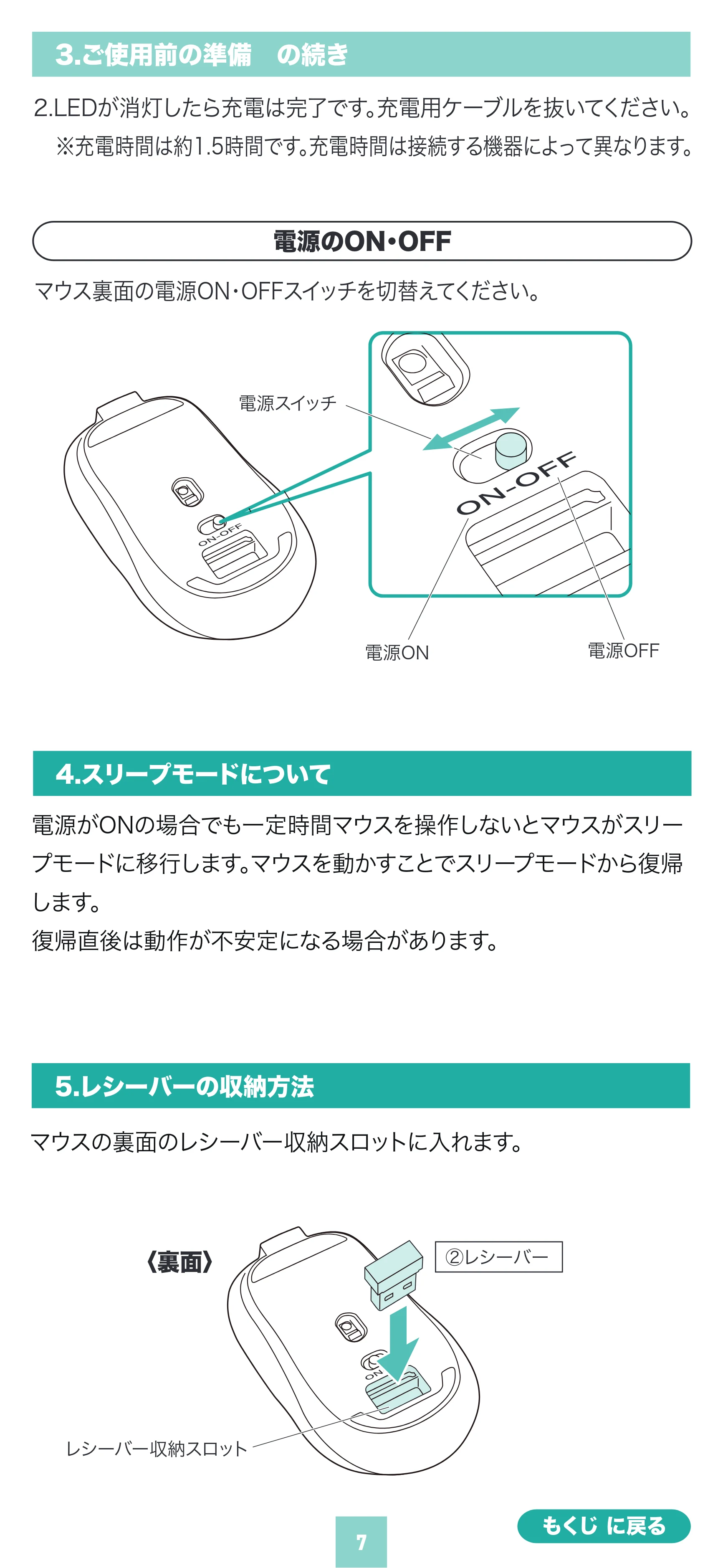 サンワサプライ 400-MAWS223BK / 400-MAWS223BL / 400-MAWS223R 取扱説明書 — 原本ページ — 7ページ