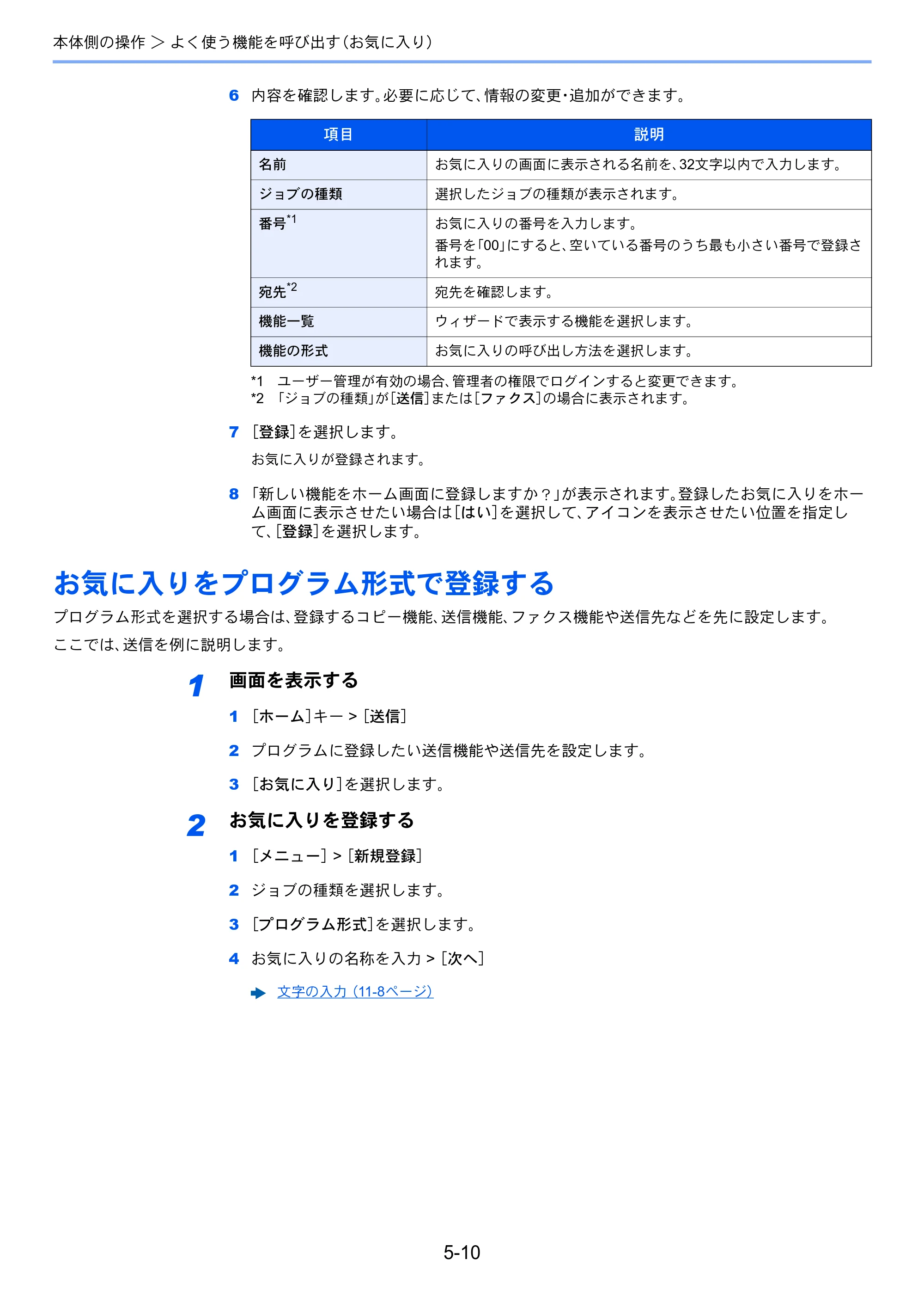 京セラ ECOSYS M2640idw ECOSYS M2640idw 使用説明書 — お気に入りをプログラム形式で登録する — 原本ページ — 181ページ