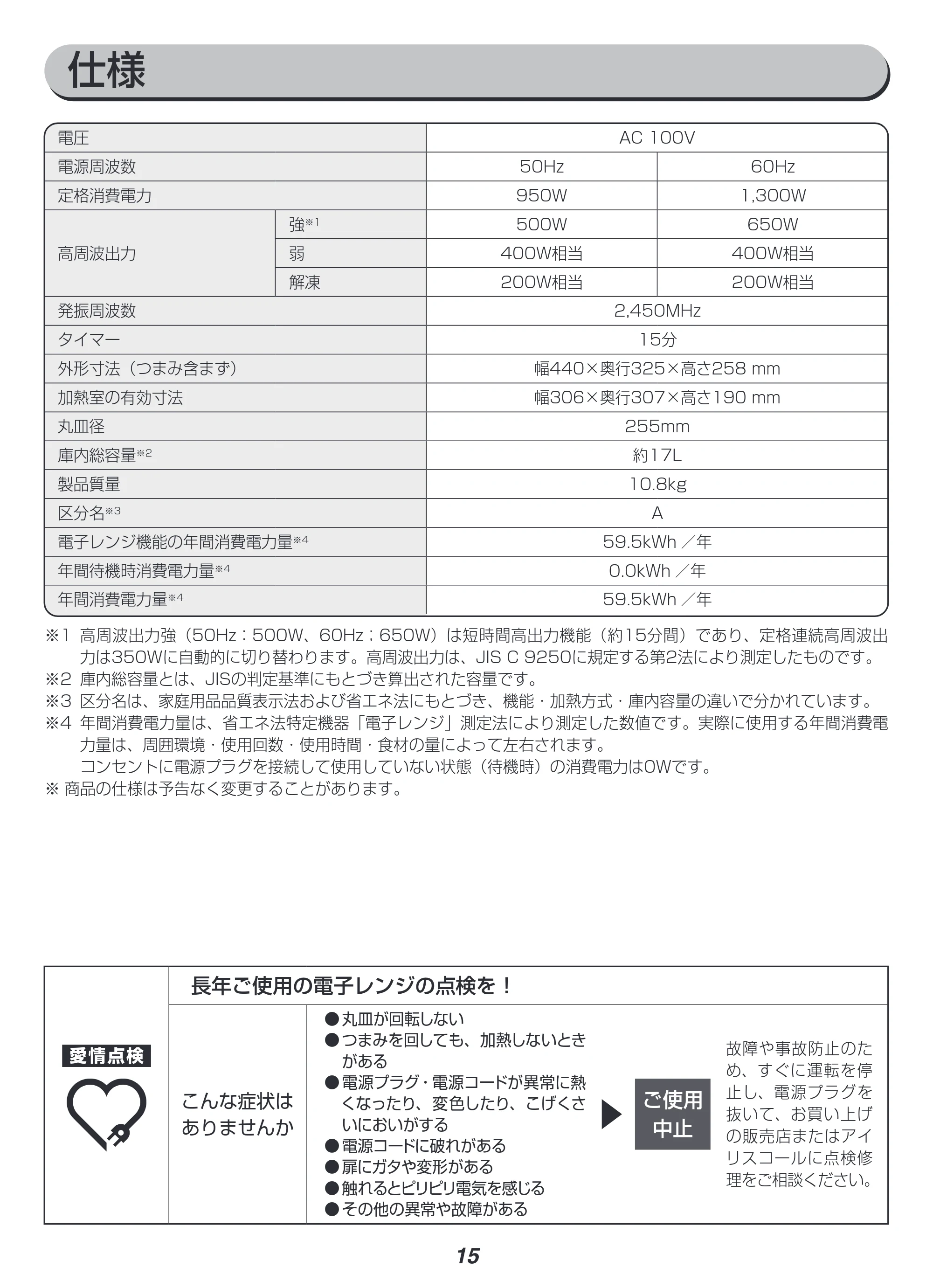 アイリスオーヤマ IMB-RT17-WC 取扱説明書 — 原本ページ — 15ページ