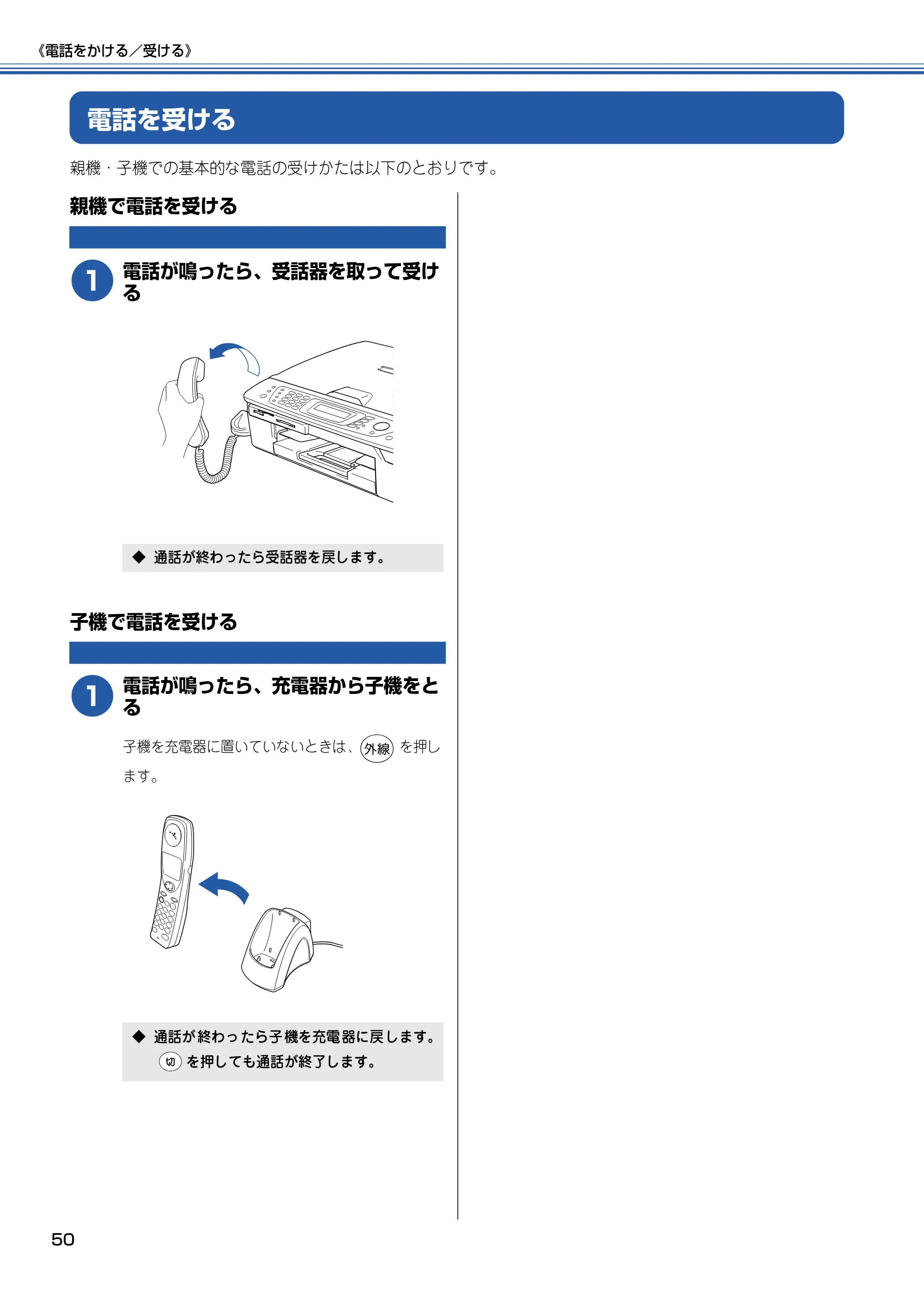 ブラザー MFC-615CL 取扱説明書（本体） — 電話を受ける — 原本ページ — 51ページ