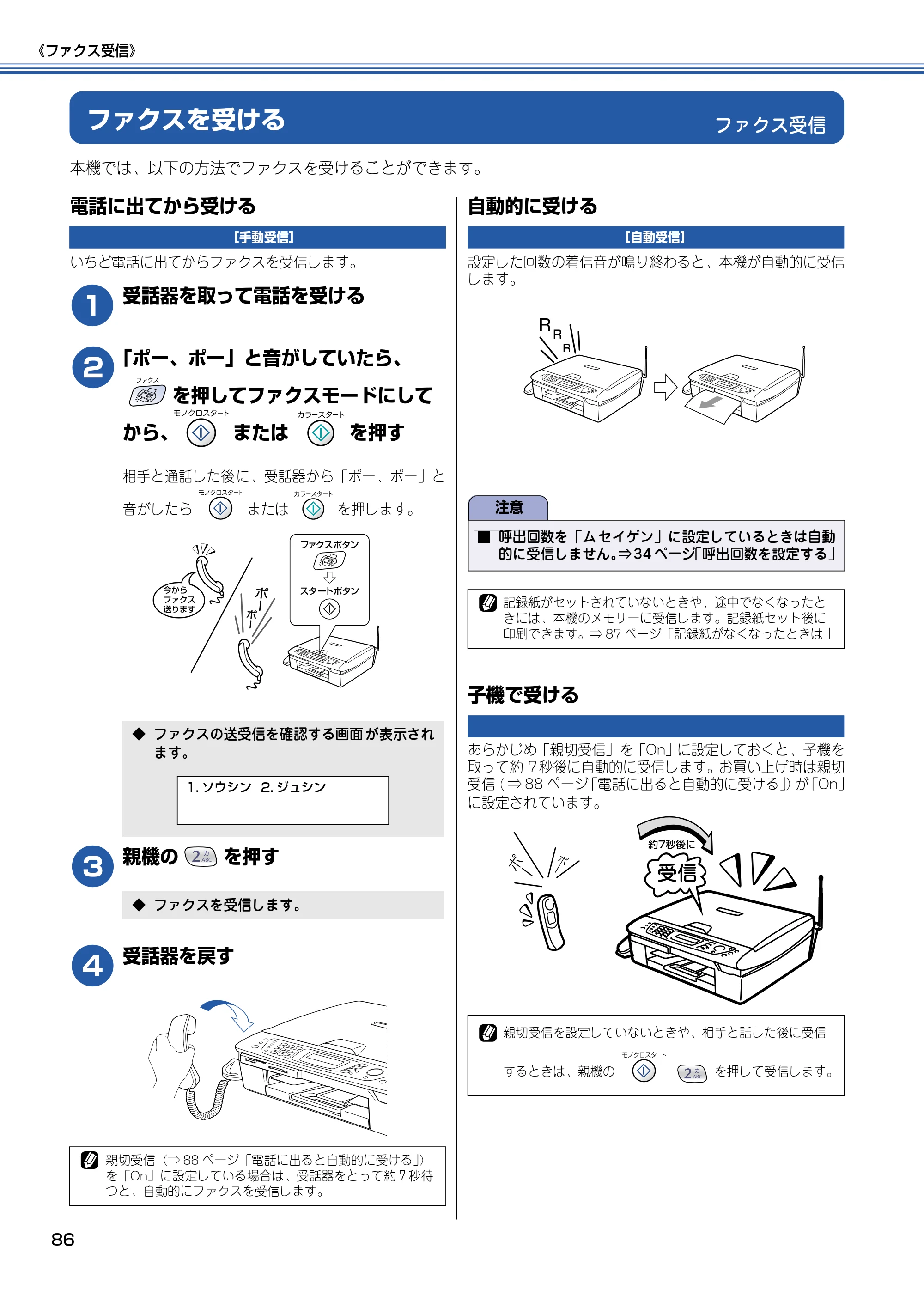 ブラザー MFC-615CL 取扱説明書（本体） — ファクス受信 — 原本ページ — 87ページ