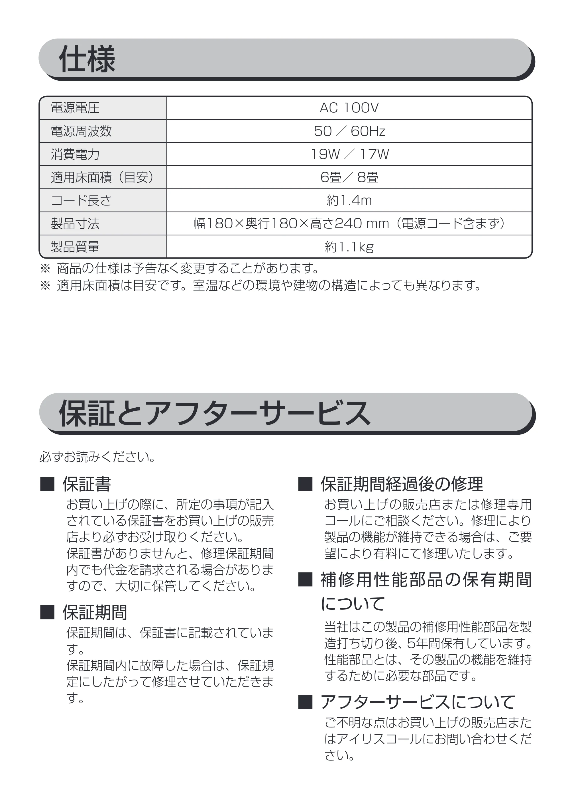 アイリスオーヤマ PCF-SM12N 取扱説明書 — 原本ページ — 11ページ