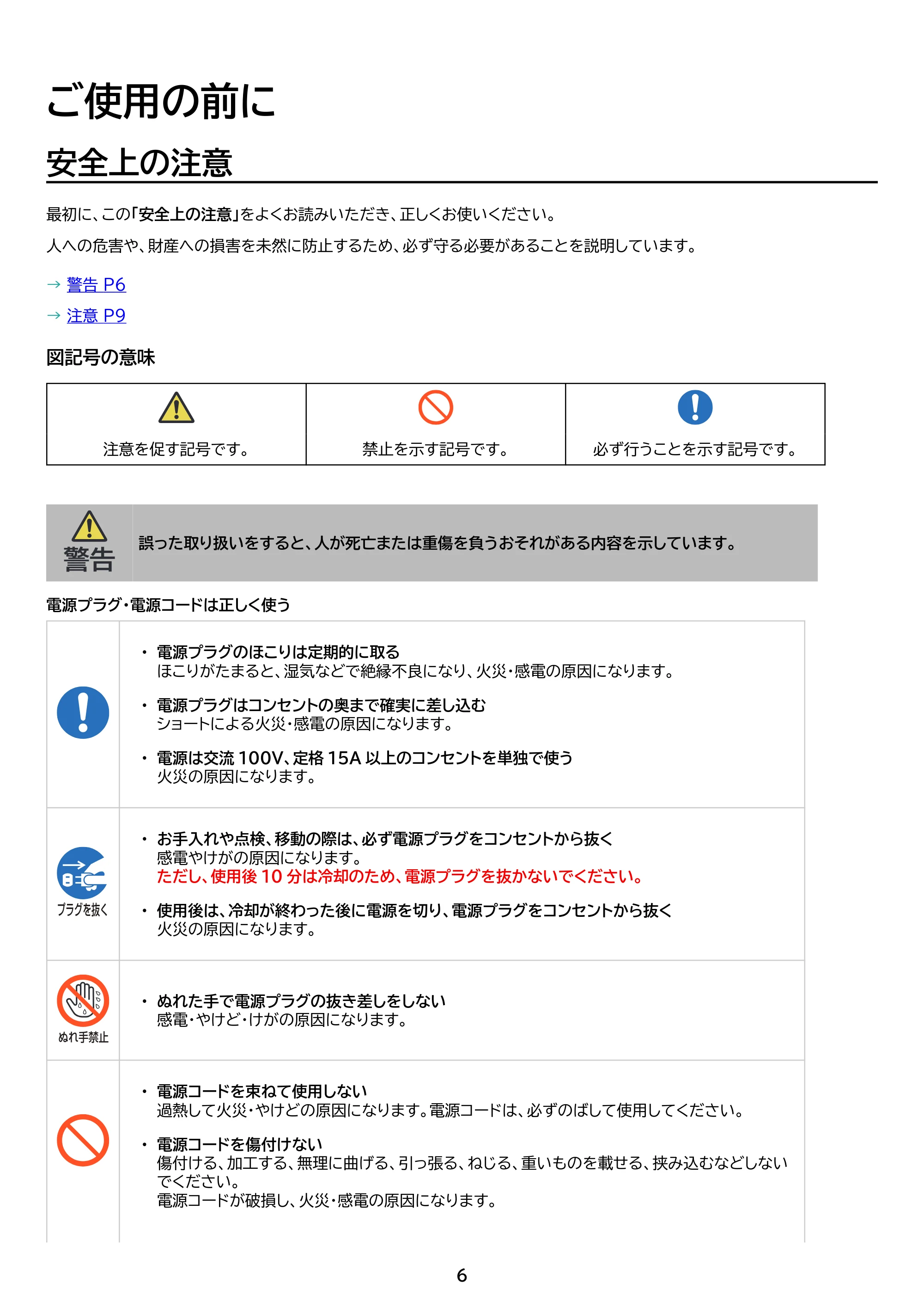 アイリスオーヤマ IHK-TA1 取扱説明書 — 原本ページ — 6ページ