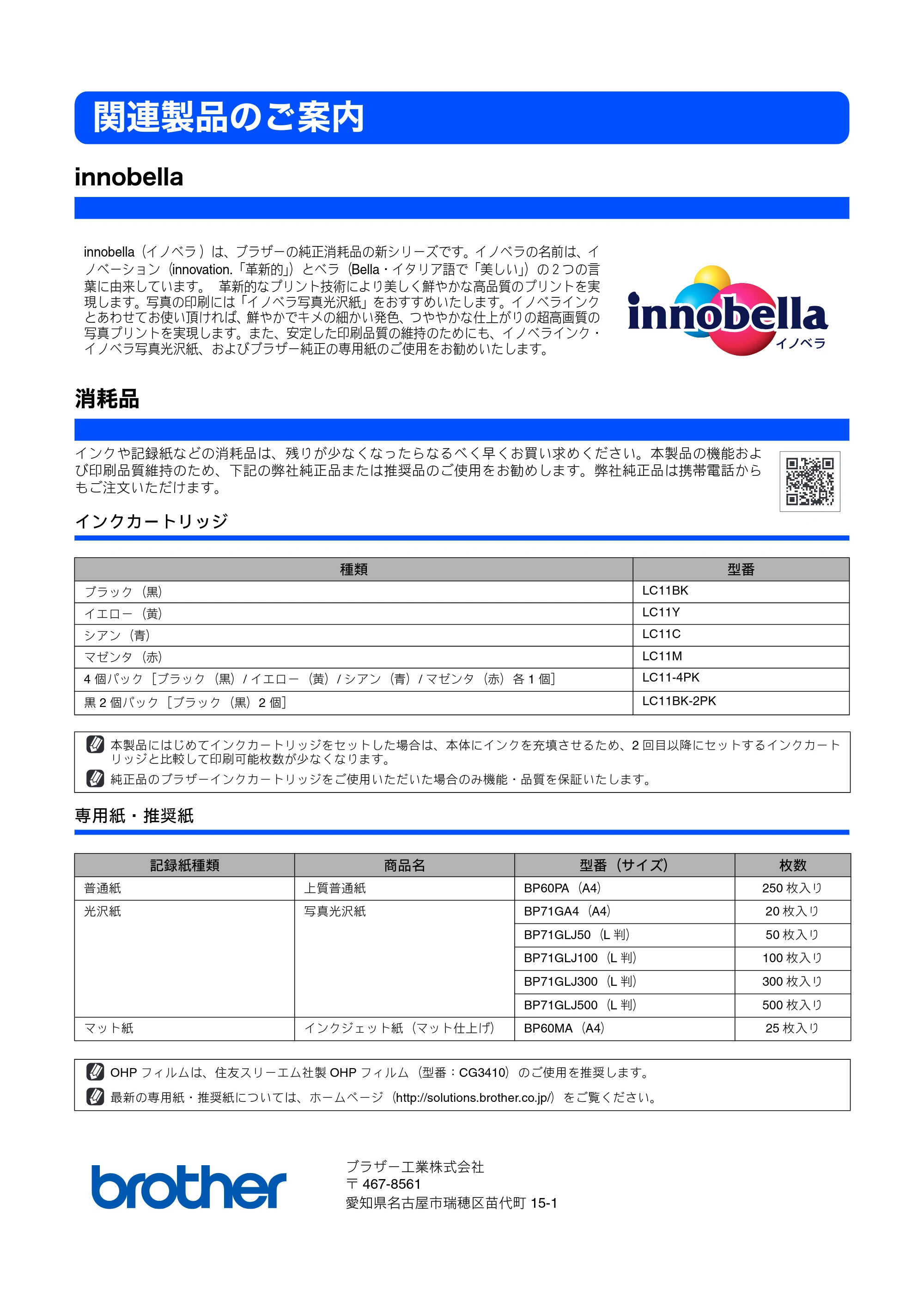 ブラザー MFC-490CN かんたん設置ガイド — 関連製品のご案内 — 原本ページ — 68ページ