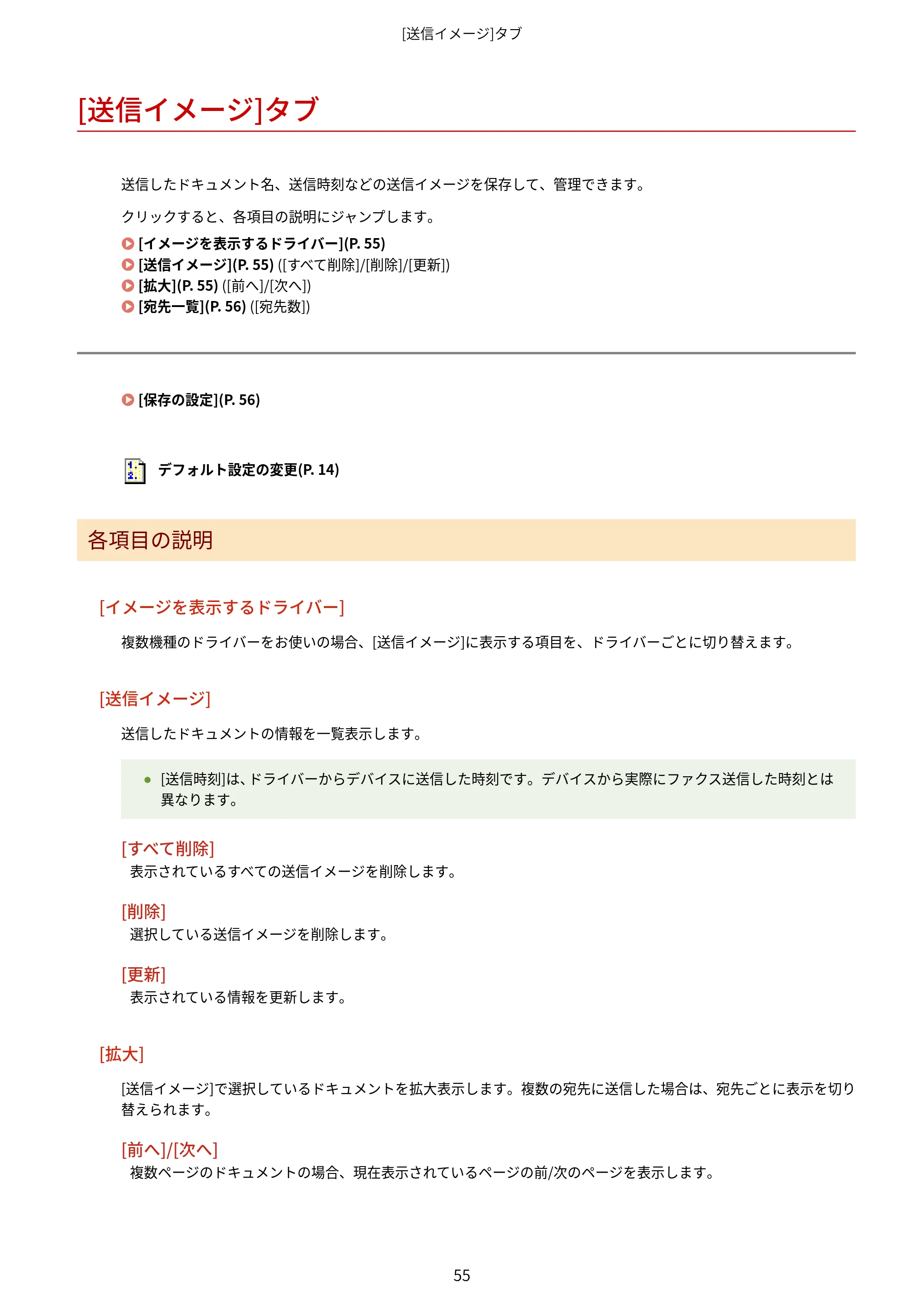 キヤノン WG7350F/7350FM Windows Business IJ FAX ドライバーガイド 2018年12月7日更新（PDF：395KB） — [送信イメージ]タブ — 原本ページ — 58ページ