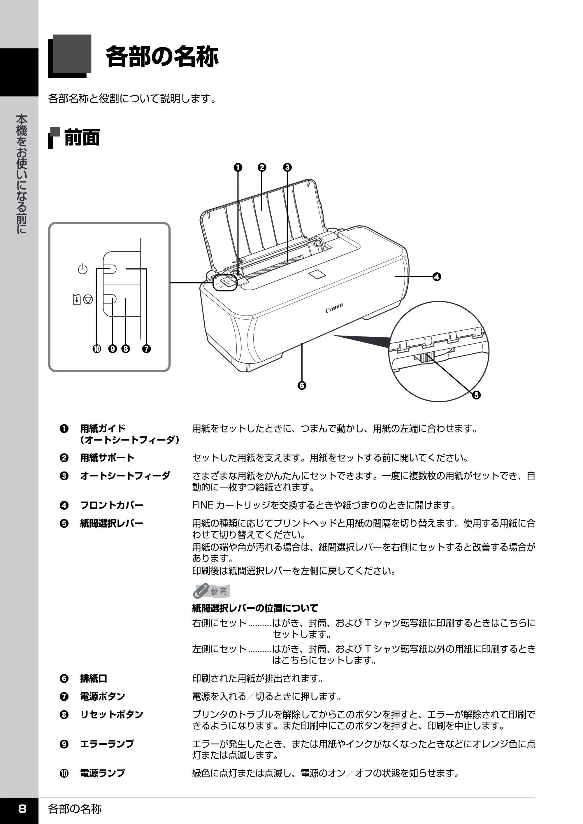キヤノン PIXUS iP2500 操作ガイド (PDF形式/10.03Mバイト) — 本機をお使いになる前に — 原本ページ — 9ページ