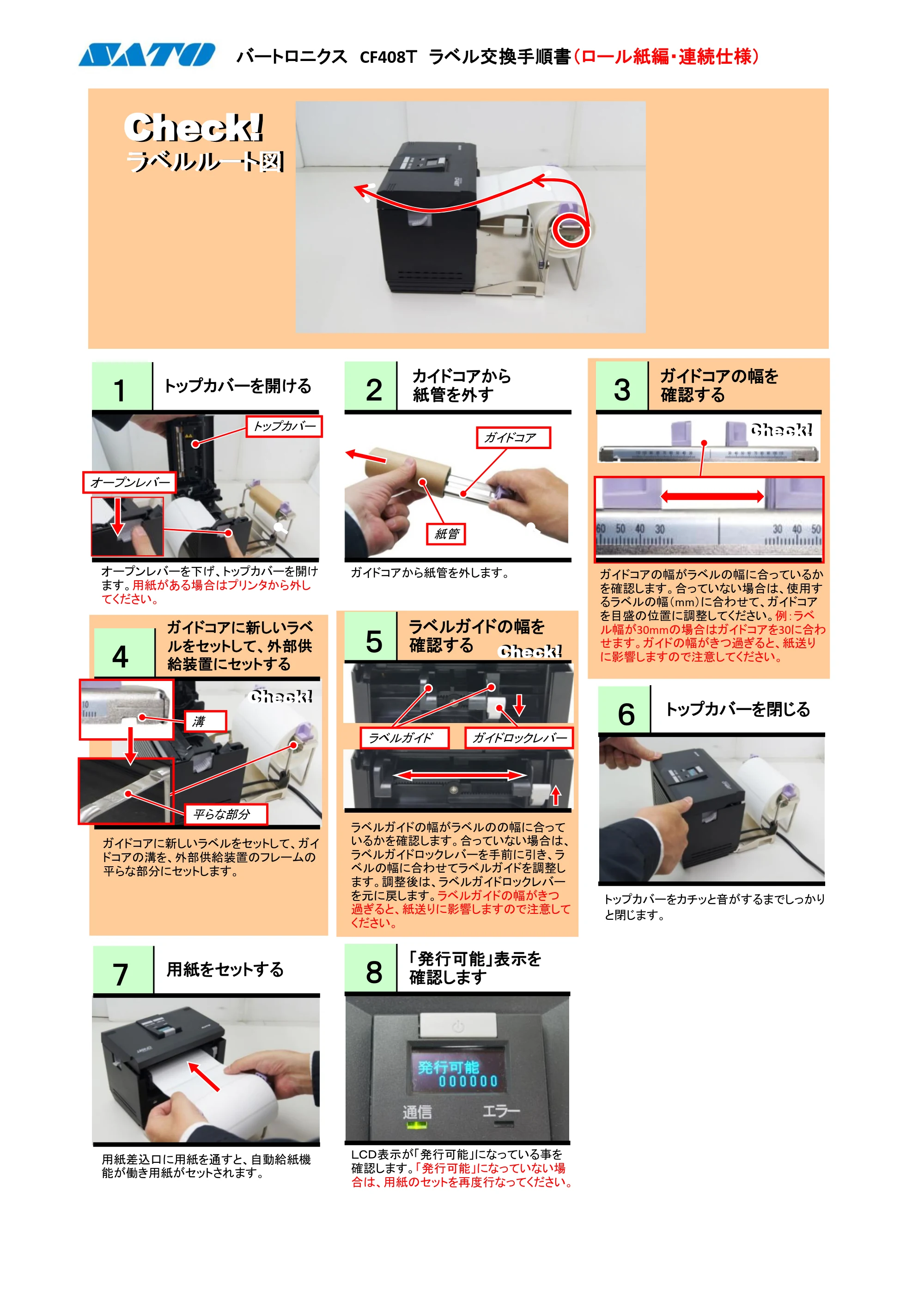 サトー CF408T PDFを見る — バートロニクスCF408Tラベル交換手順書(ロール紙編・連続仕様) — 原本ページ — 2ページ