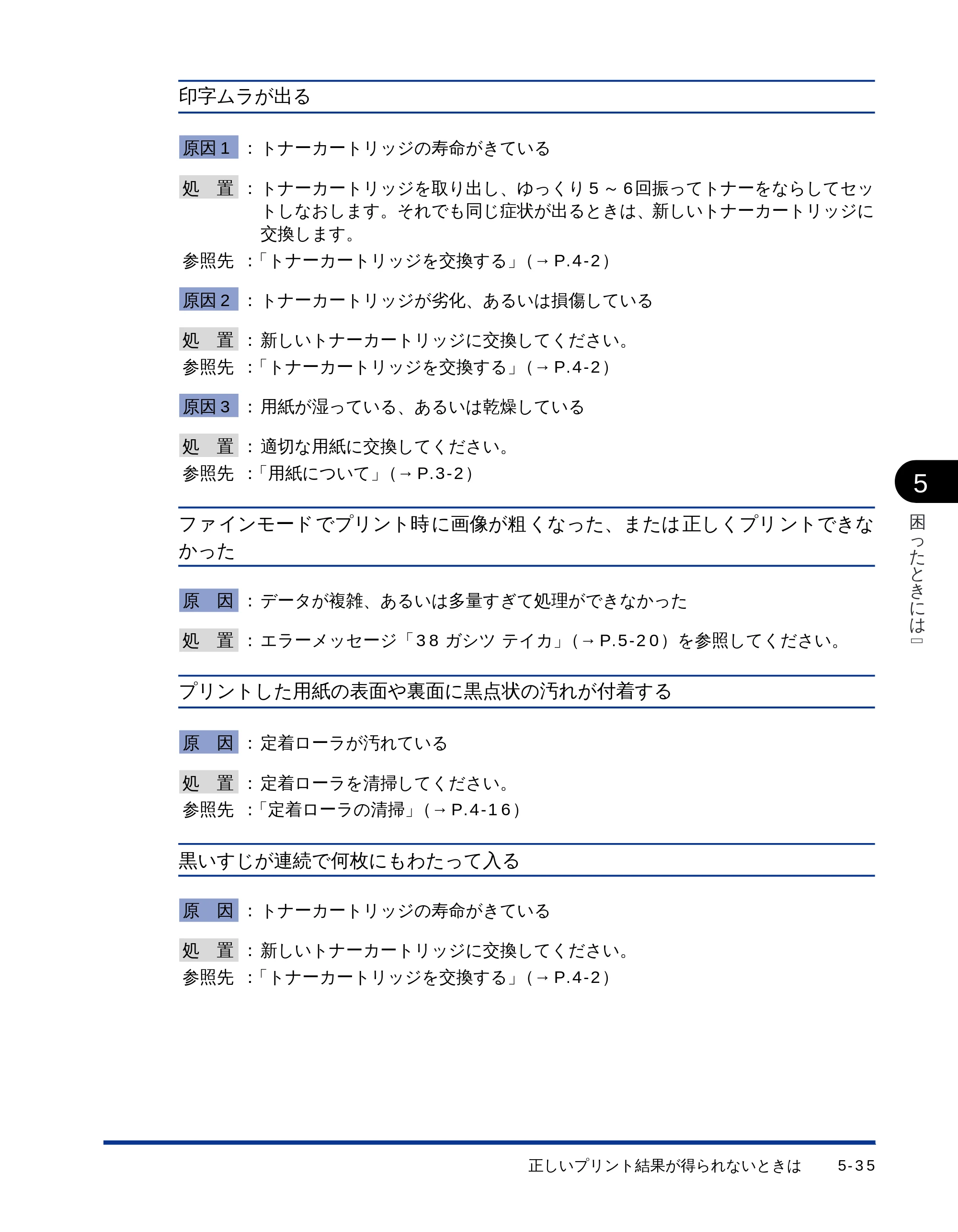 キヤノン LBP-1510 ユーザーズガイド （PDF形式／2.96Mバイト） — 印字ムラが出る — 原本ページ — 137ページ