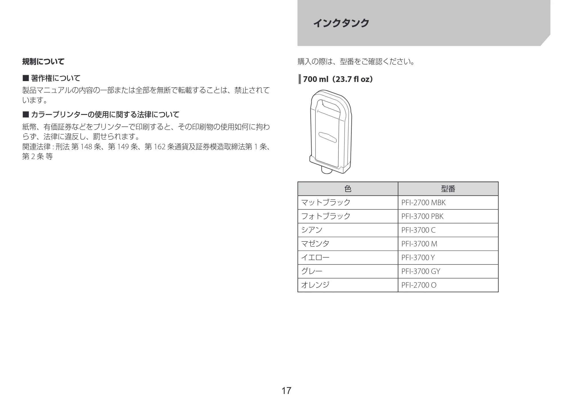 キヤノン GP-6600S・GP-4600S・GP-2600S GP-6600S・GP-4600S・GP-2600S 設置ガイド 2024年4月11日掲載（PDF：2.55MB） — インクタンク — 原本ページ — 17ページ