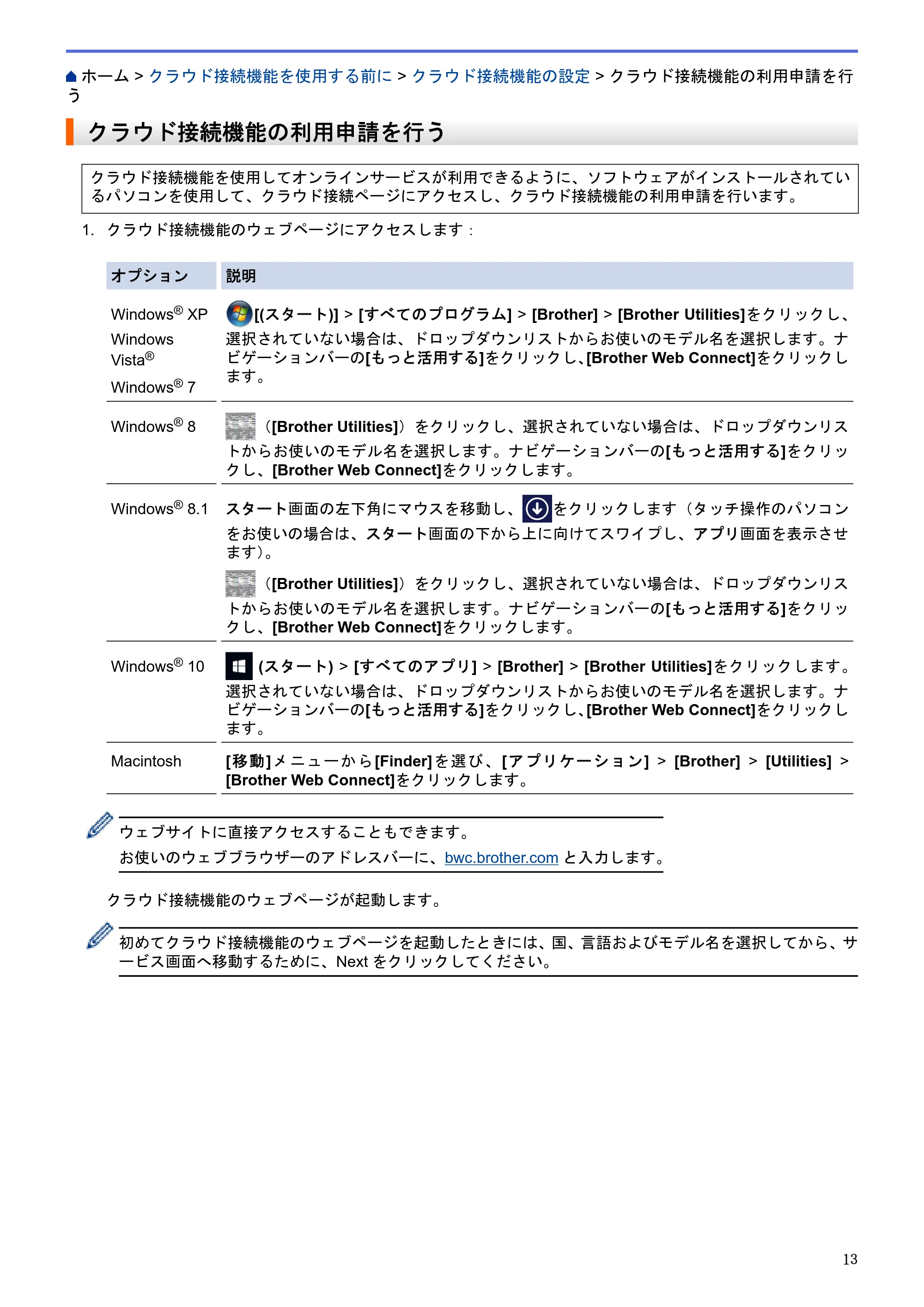 ブラザー DCP-J562N / DCP-J762N / DCP-J962N クラウド接続ガイド — クラウド接続機能の利用申請を行う — 原本ページ — 17ページ