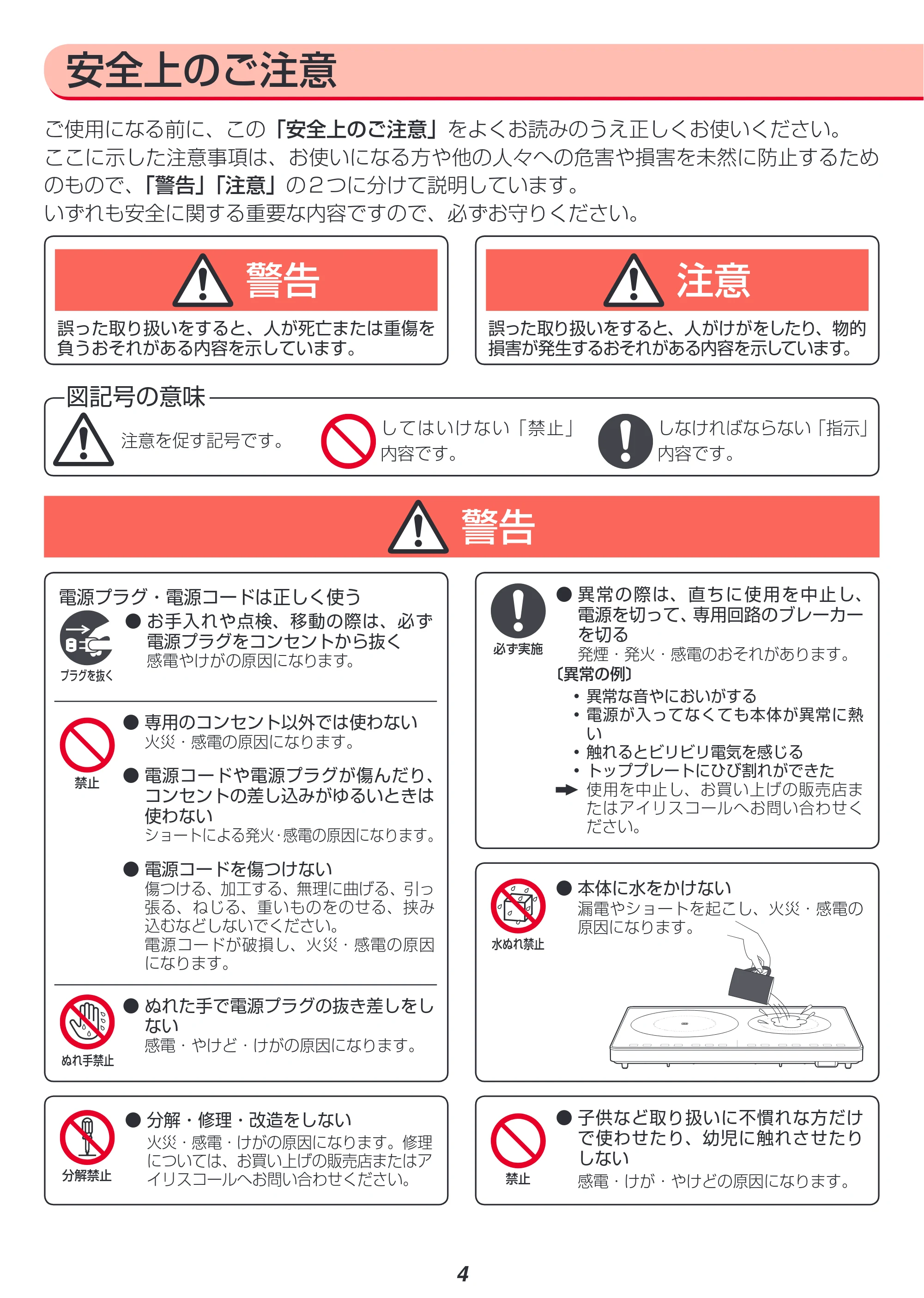 アイリスオーヤマ IHC-S225 取扱説明書 — 原本ページ — 4ページ