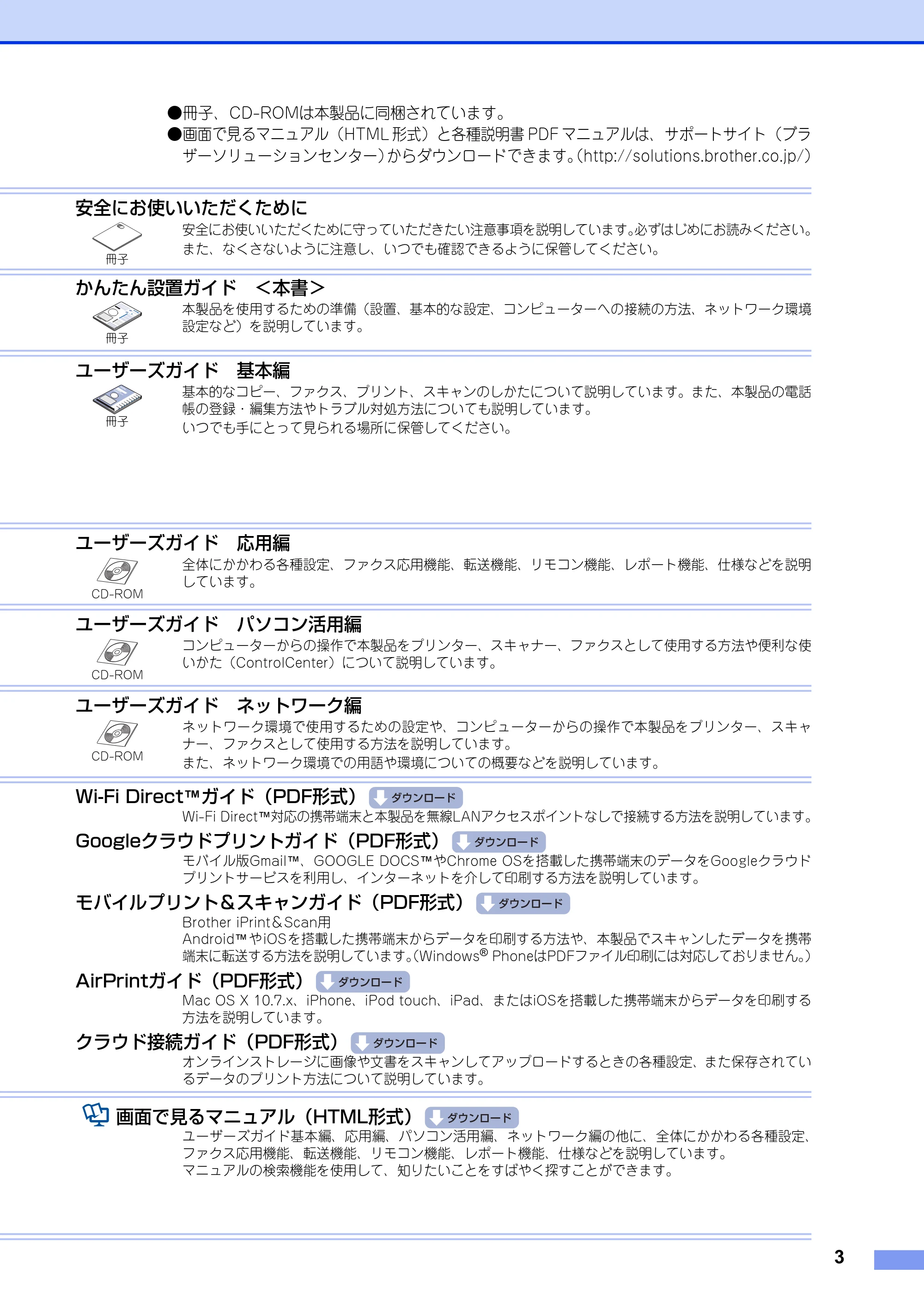 ブラザー MFC-8950DW かんたん設置ガイド — 原本ページ — 3ページ