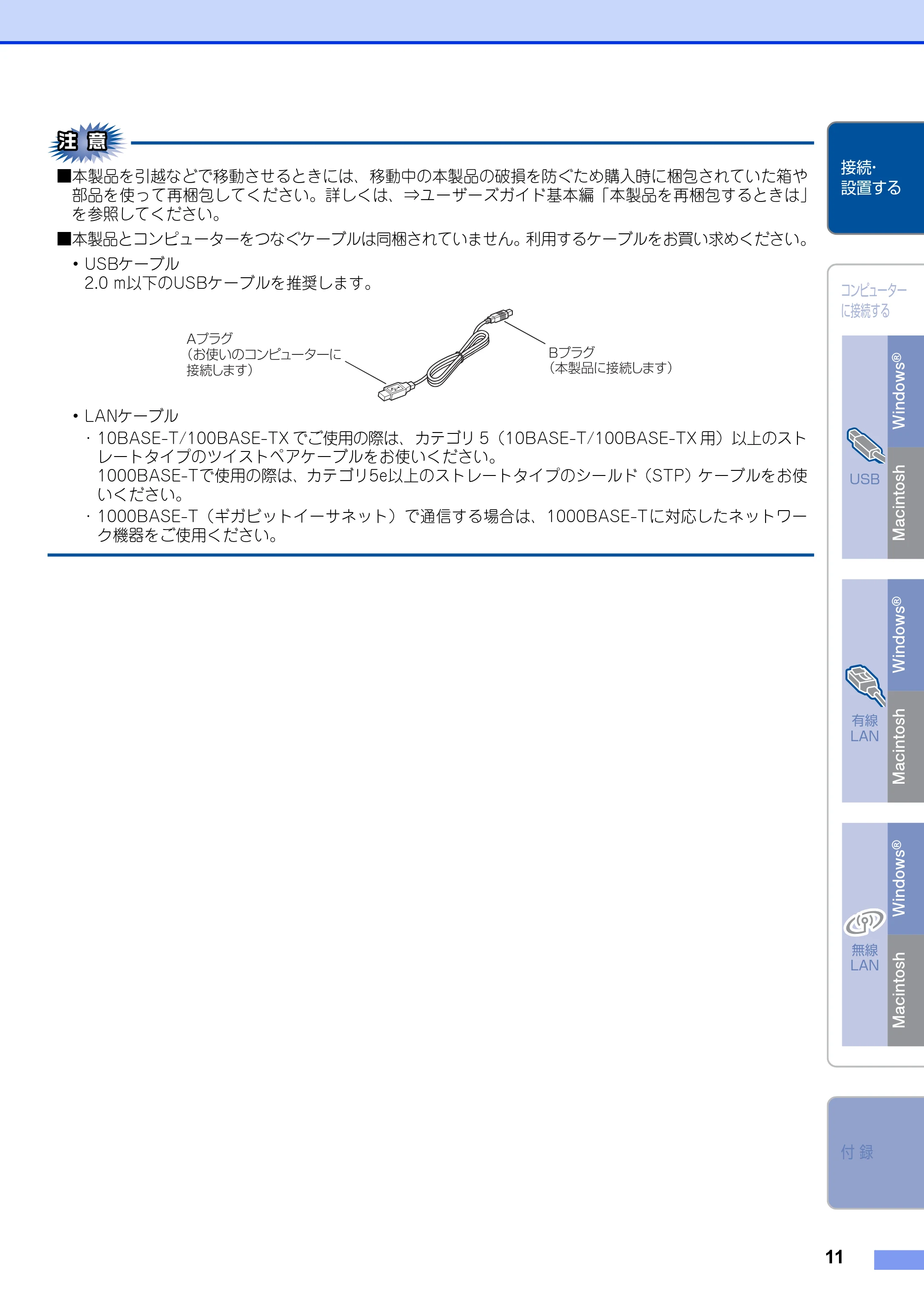 ブラザー MFC-8950DW かんたん設置ガイド — 原本ページ — 11ページ