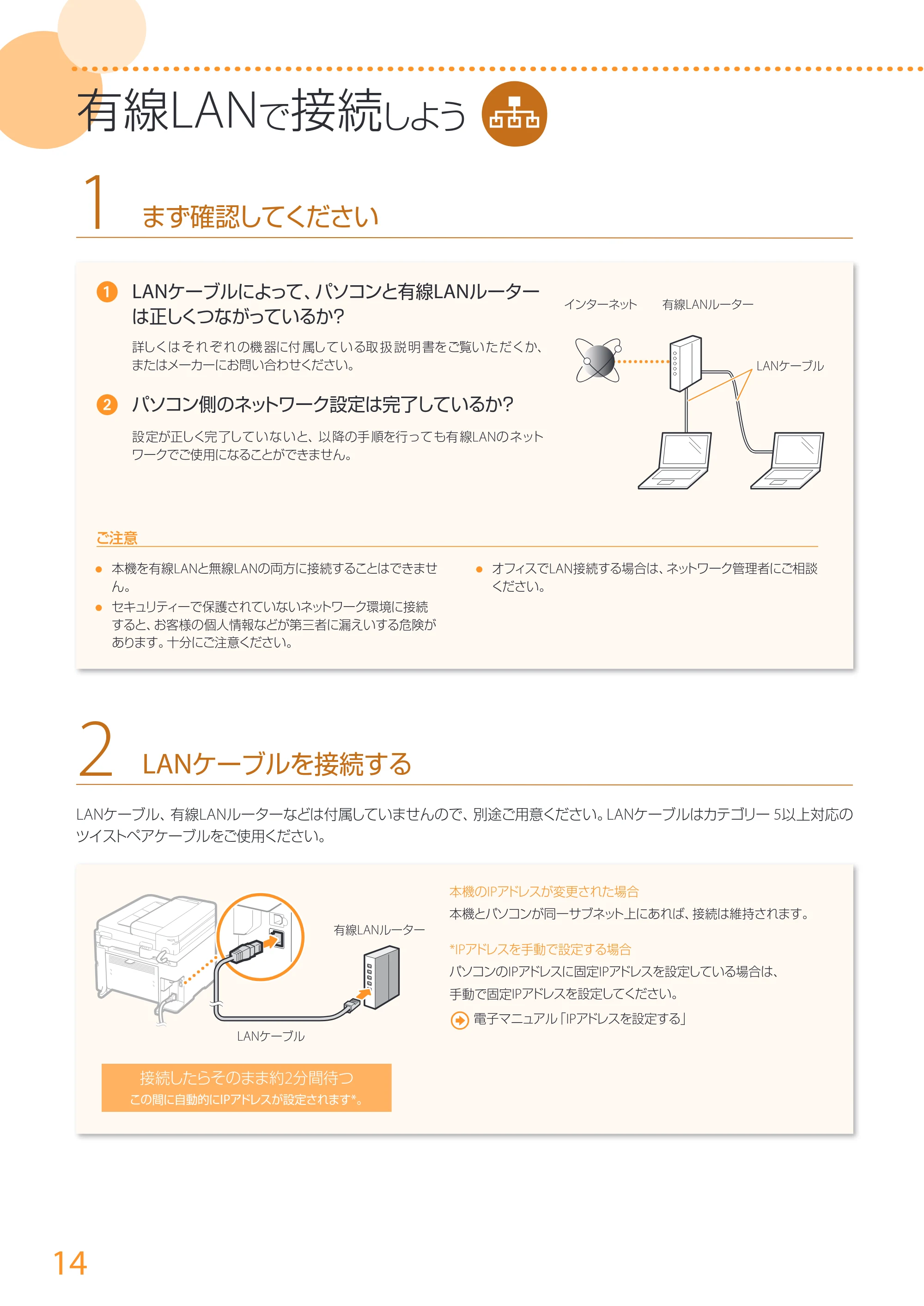 キヤノン MF224dw/MF222dw かんたん設置ガイド 2014年8月28日更新（PDF：14.2MB） — 原本ページ — 14ページ