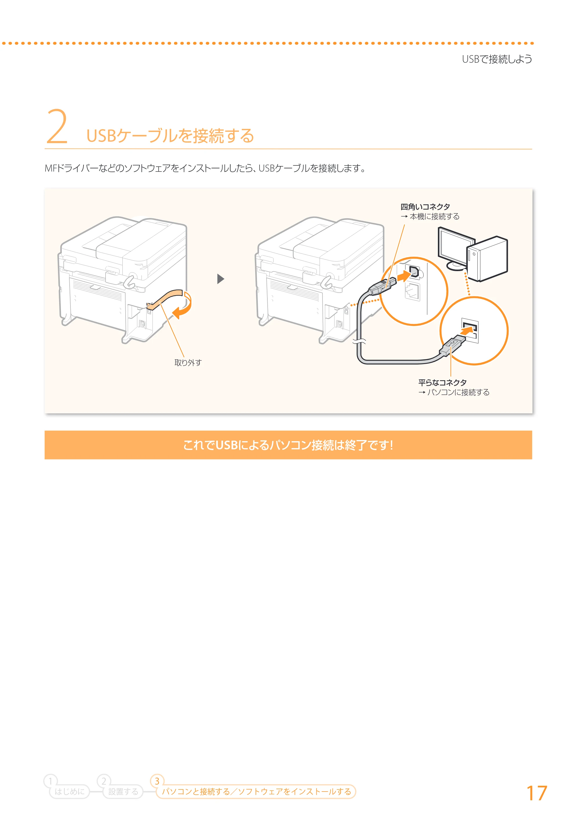 キヤノン MF224dw/MF222dw かんたん設置ガイド 2014年8月28日更新（PDF：14.2MB） — 原本ページ — 17ページ