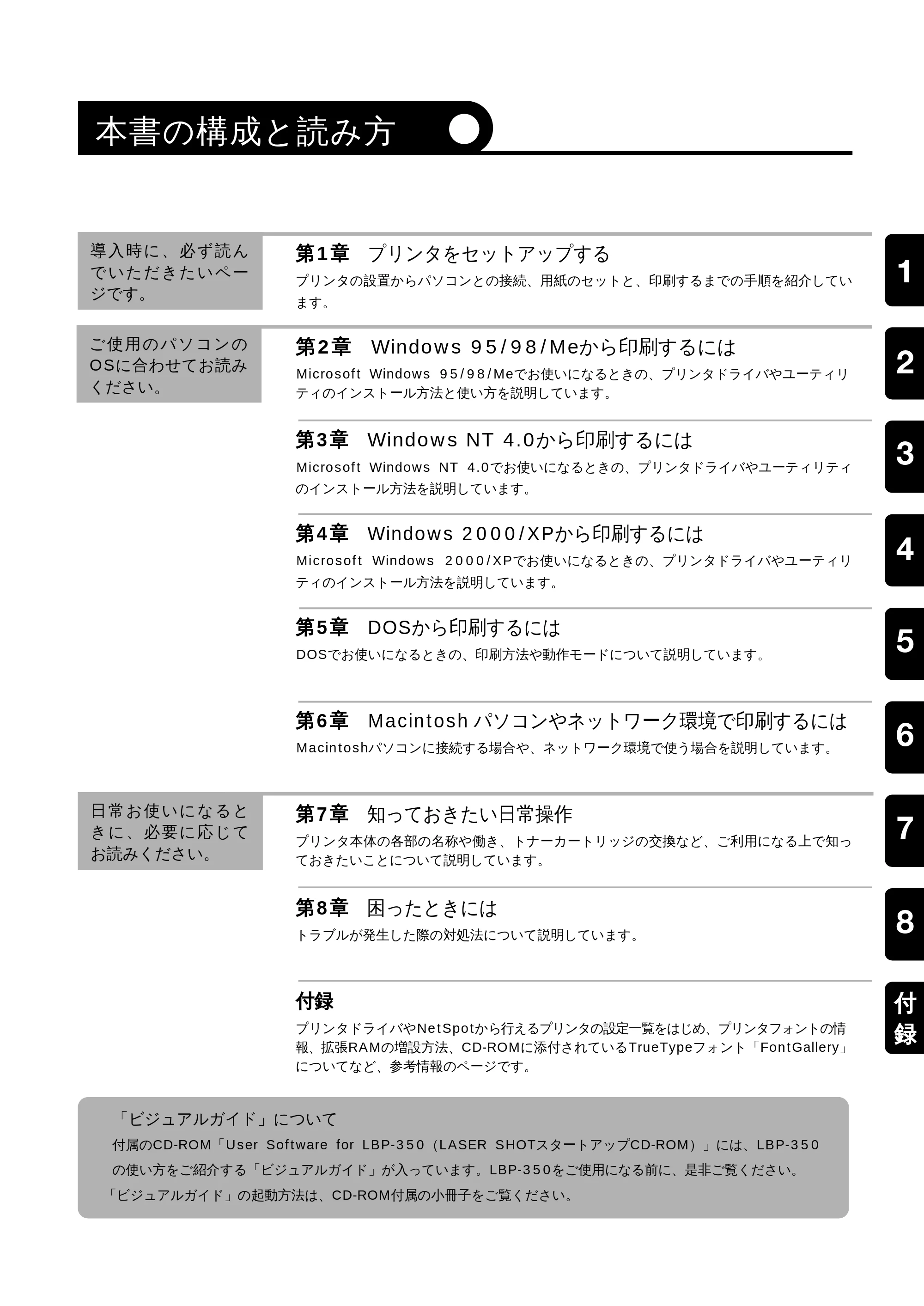 キヤノン LBP-350 ユーザーズガイド （PDF形式／5.1Mバイト） — 本体機番の表示位置 — 原本ページ — 3ページ