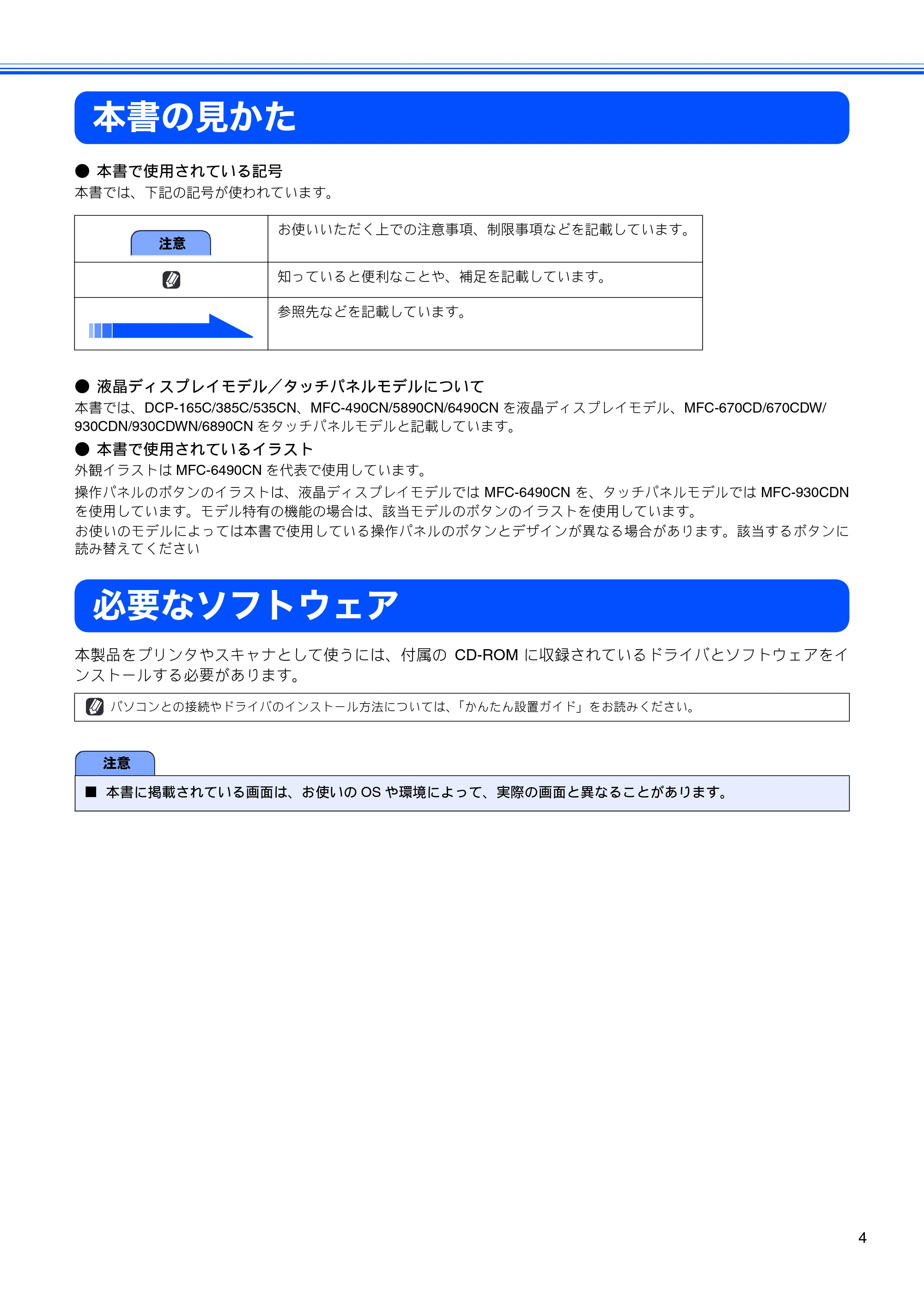 ブラザー DCP-165C / DCP-385C / DCP-535CN ユーザーズガイド ～パソコン活用編～ — 本書の見かた — 原本ページ — 6ページ