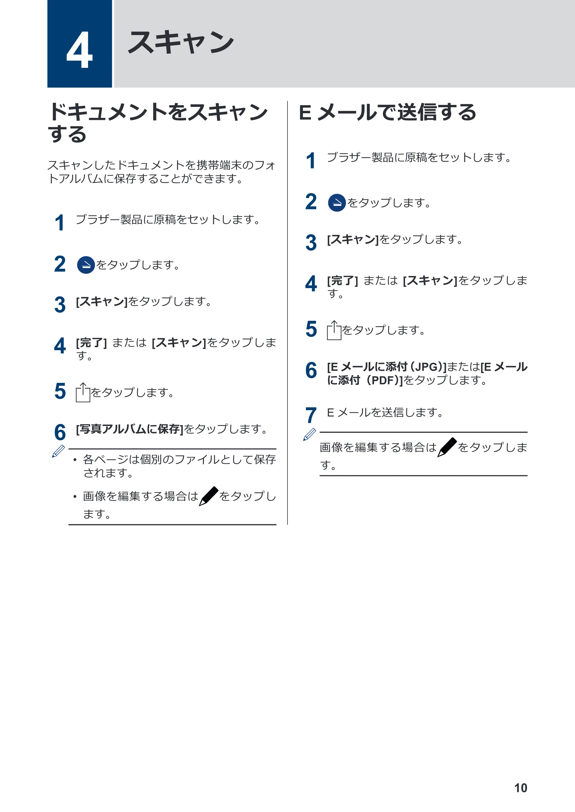 ブラザー DCP-390CN / DCP-535CN / DCP-595CN モバイルプリント&スキャンガイド Brother iPrint&Scan (Apple端末) — 4 スキャン — 原本ページ — 12ページ